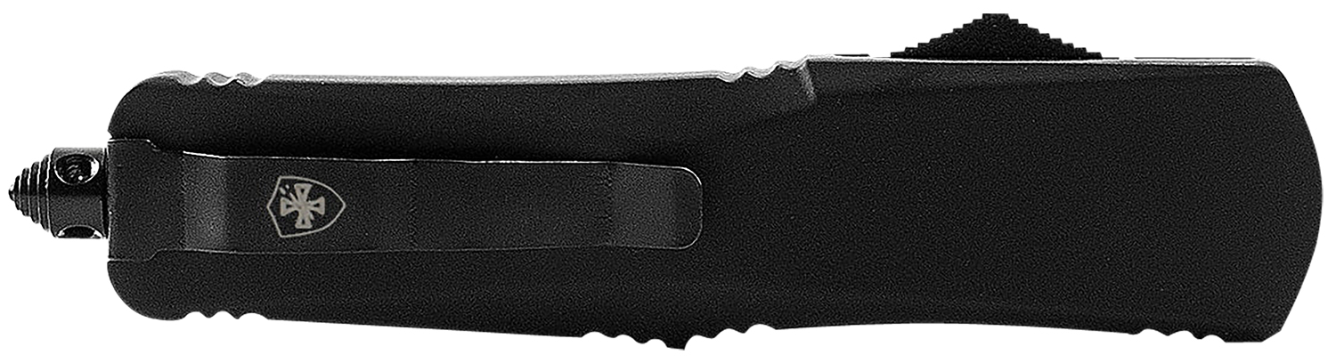 Templar Knife SBR431 Gen II  Small 2.69 OTF Dagger Part Serrated Black Oxide Stonewashed 440C SS Blade, 4.31 Black Aluminum/Rubber Handle, Glass Breaker