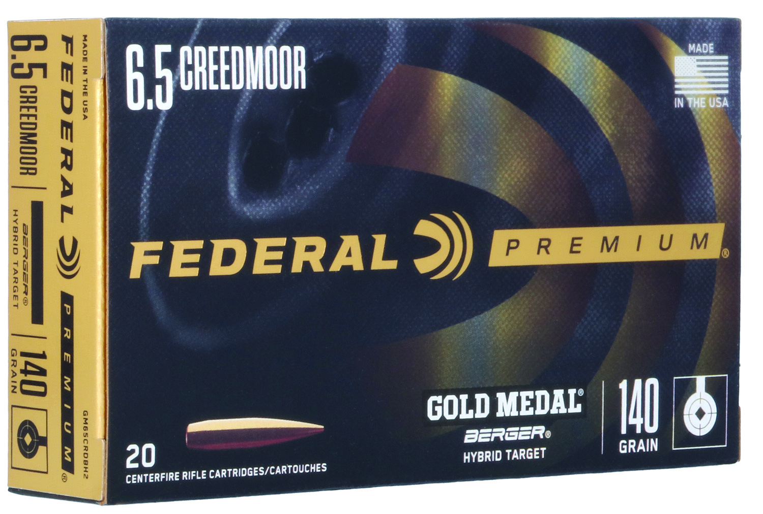 Federal Centerfire Rifle Ammo 6.5Crdmr 140Gr Berger Hybridtarget GM65CRDBH2 - Federal Premium Ammunition - BERGER HYBRID TARGET