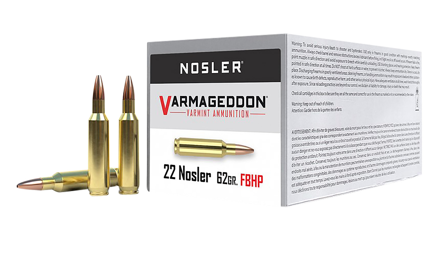 Nosler Varmageddon 22 Nosler 62 Grain Flat Base Hollow Point 50 Rounds