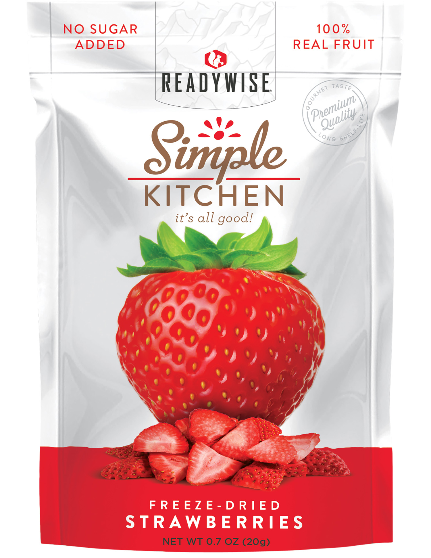ReadyWise SK05006 Simple Kitchen Freeze Dried Fruit Strawberry 1 Serving Pouch 6 Per Case