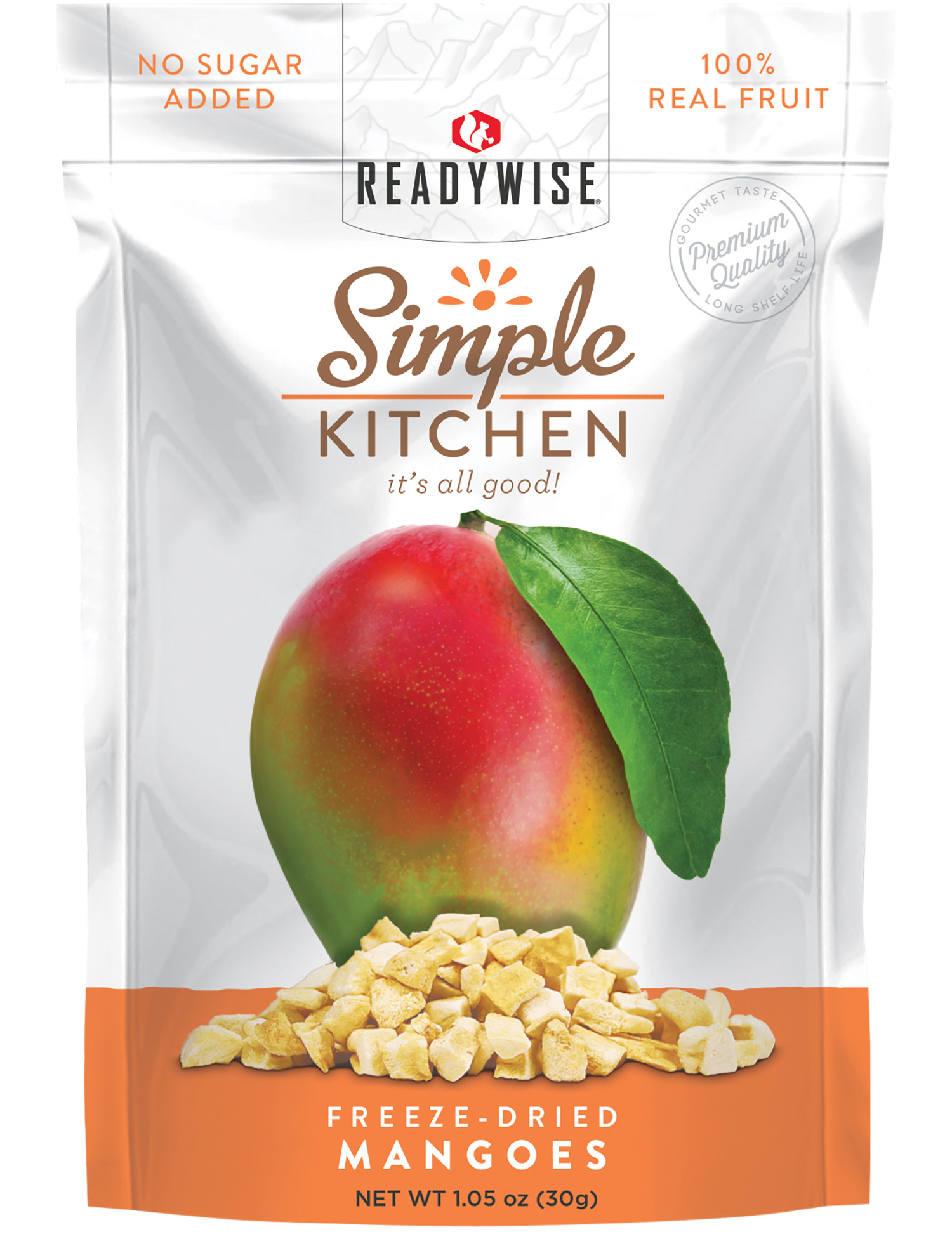ReadyWise SK05911 Simple Kitchen Freeze Dried Fruit Mango 1 Serving Pouch 6 Per Case