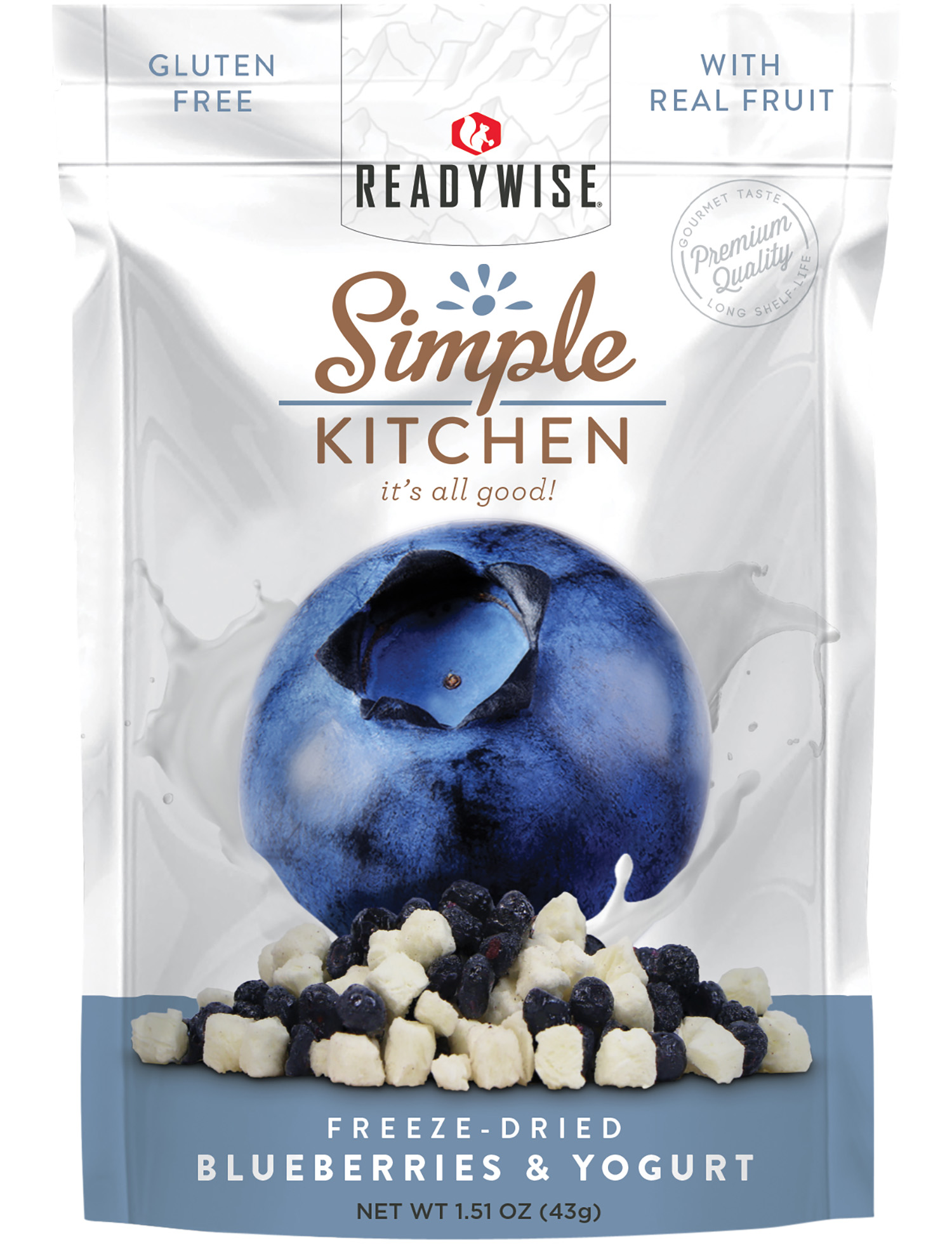 ReadyWise SK05912 Simple Kitchen Freeze Dried Fruit Blueberries & Yogurt 1 Serving Pouch 6 Per Case