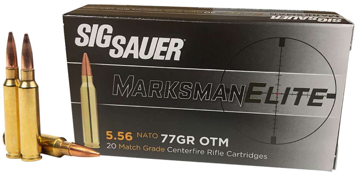 Sig Sauer E556M420 Marksman 5.56x45mm NATO 77 gr Open Tip Match 20 Rounds