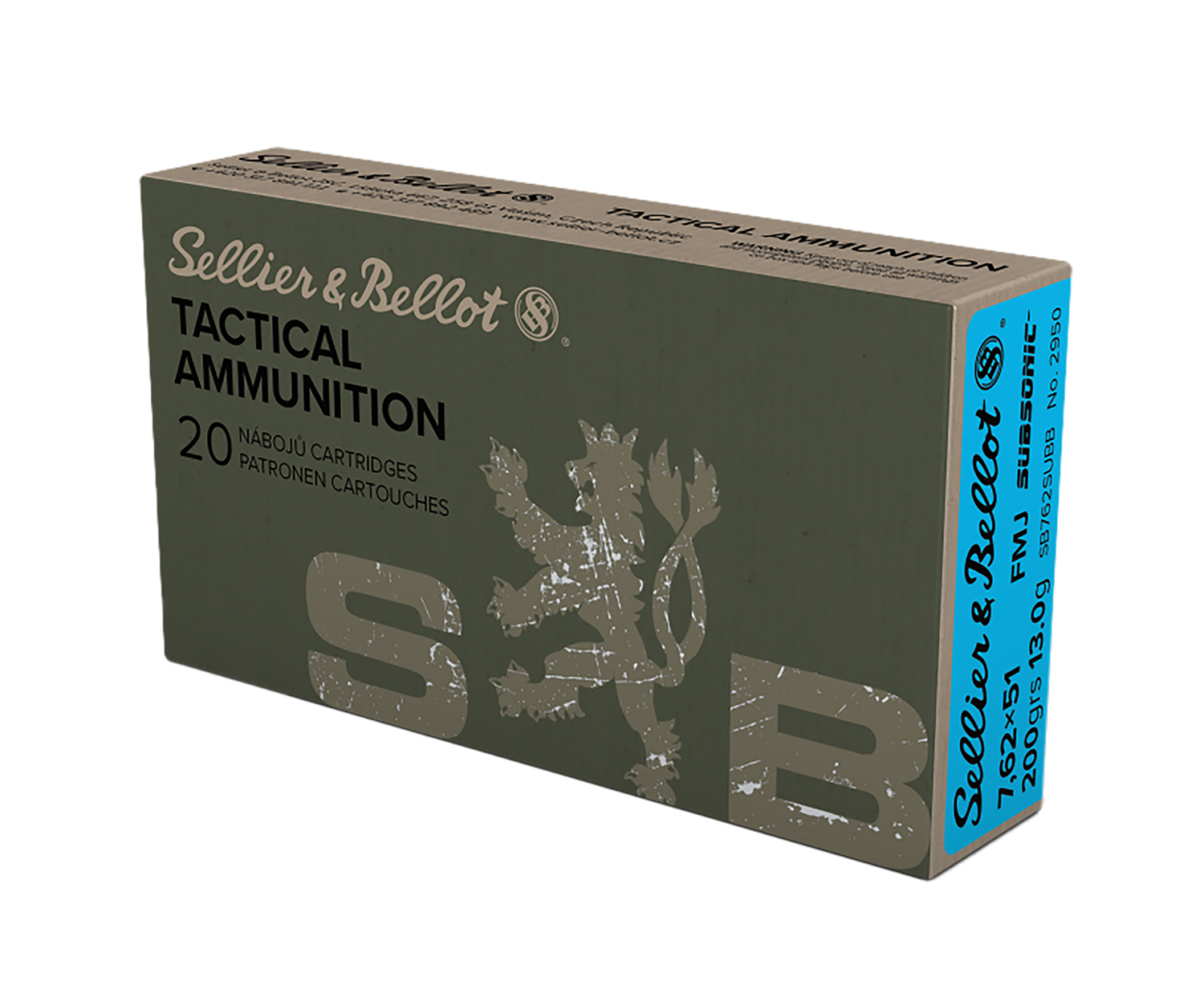 lier & Bellot 7.62x51 Subsonic 200 Grain Full Metal Jacket 20 Round Box SB762SUBB Ammo