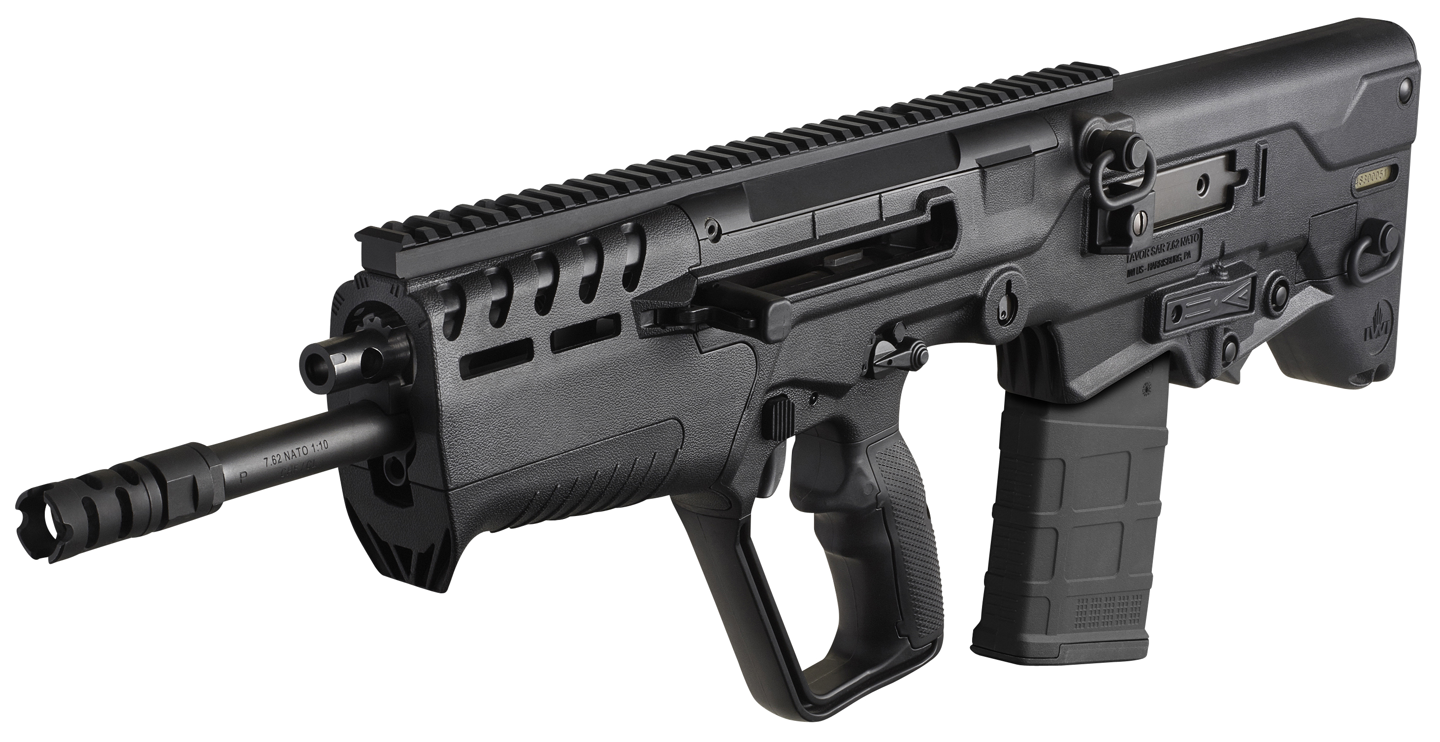 IWI US T7B20 Tavor 7 7.62x51mm NATO Caliber with 20" Barrel, 20+1 Capacity, Black Metal Finish, Black Fixed Bullpup Stock & Black Polymer Grip Ambidextrous Hand