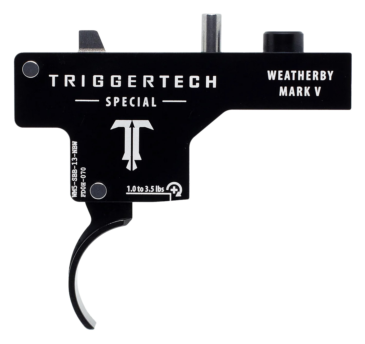 TriggerTech WM5SBB13NBW Curved Trigger 1-3.5 lbs Black PVD Weatherby Mark V - TRIGGERTECH