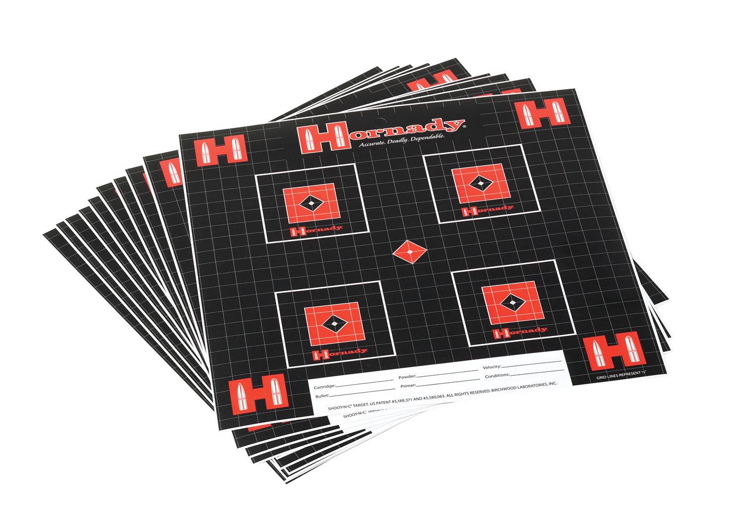 Hornady 9963 Lock-N-Load Target Grid Hanging Paper Black Red White 10 Pack-img-0