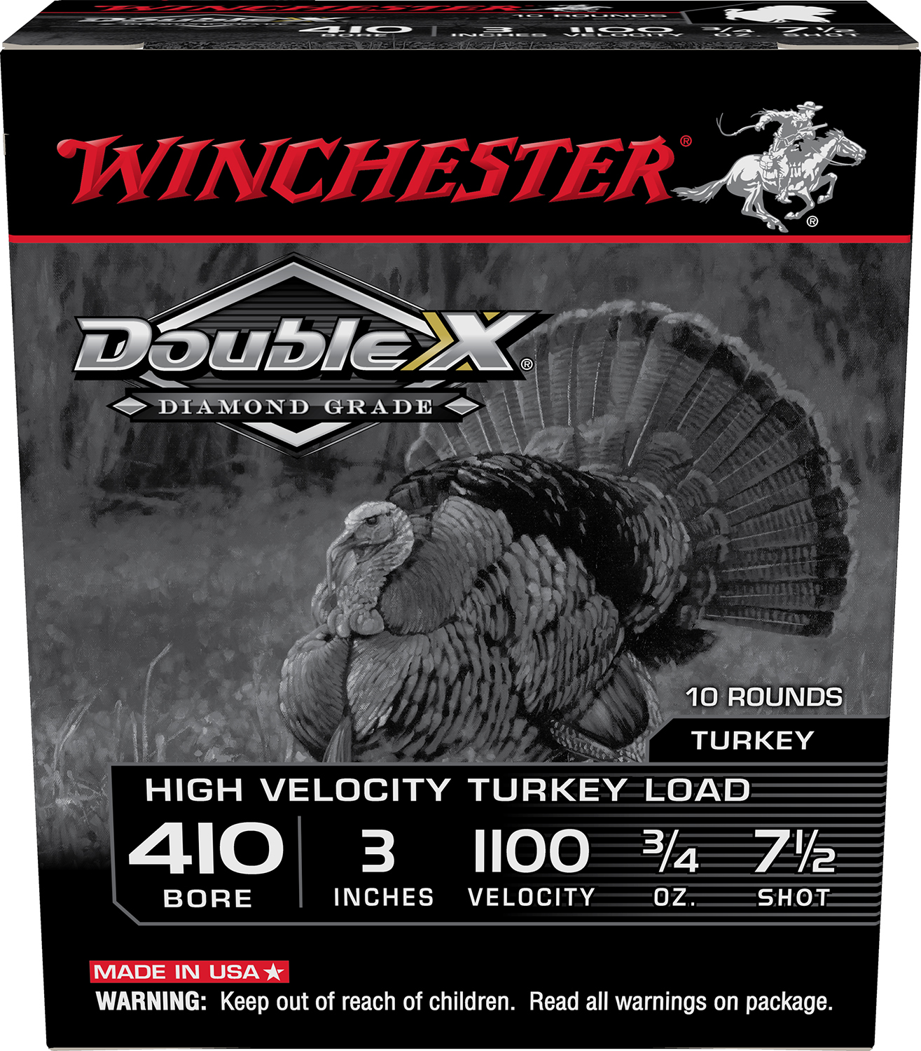 Winchester Ammo STH4137 Double X Diamond Grade 410Gauge 3" 3/4oz 7.5Shot 10 Per Box/10 Case for Turkey