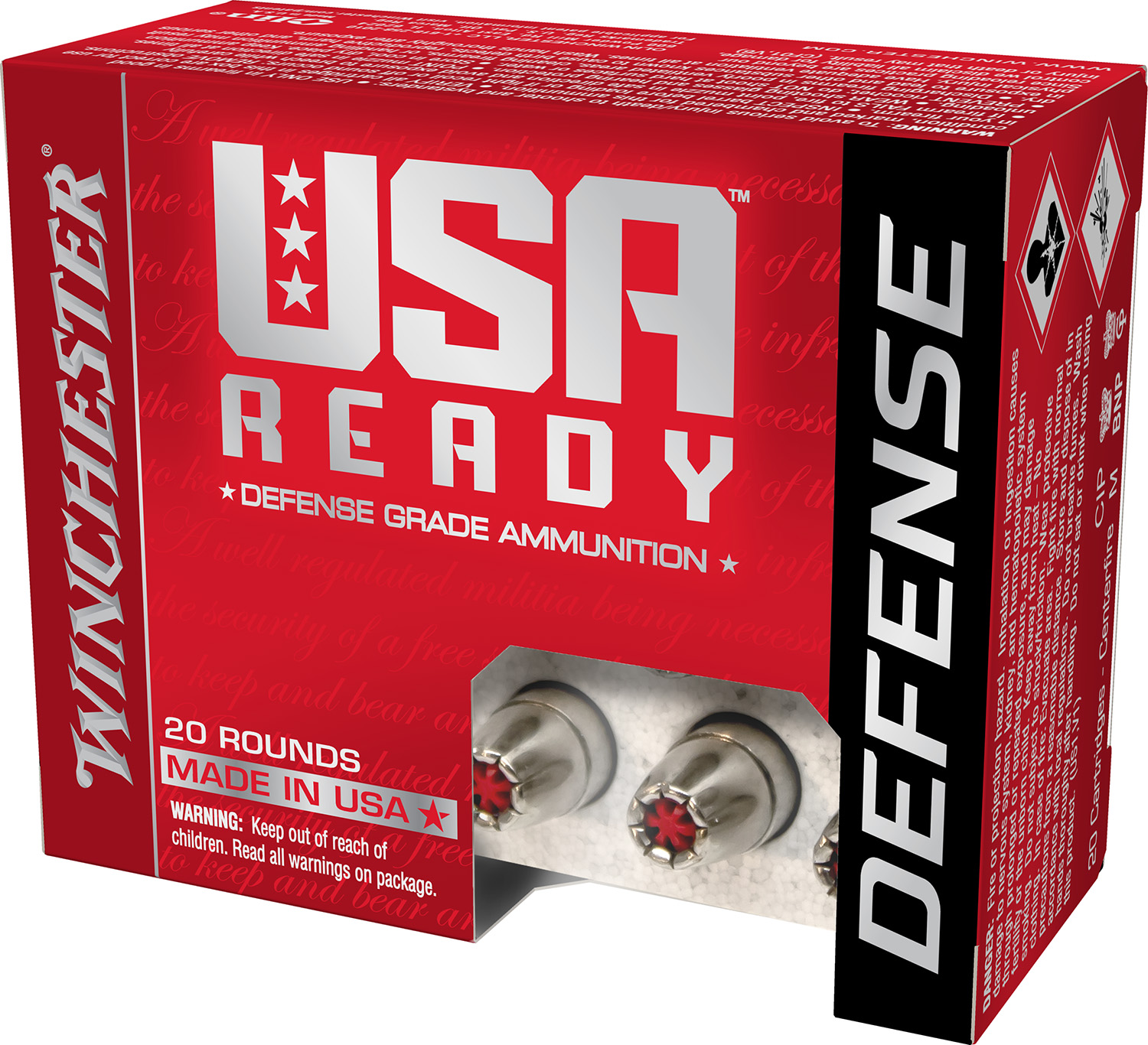 Winchester USA Ready Defense .45 ACP 200gr JHP Hollow Point Ammo