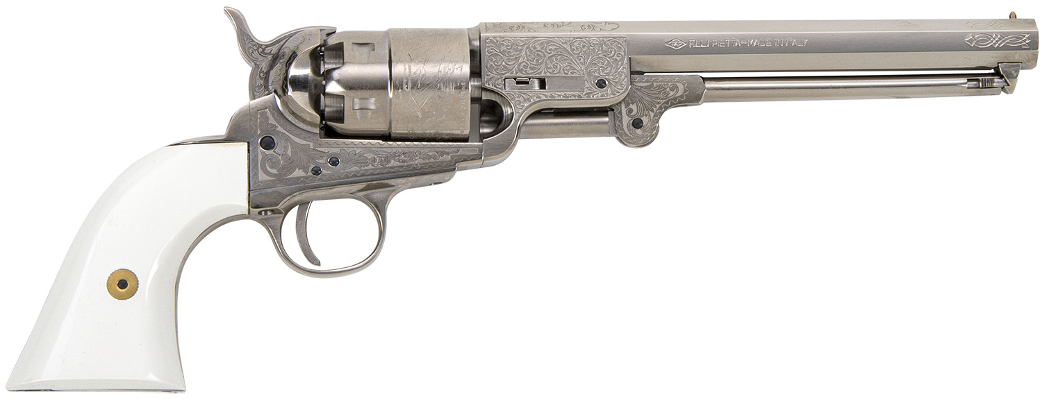 Traditions FR185117 1851 Navy 44 Cal 7.375 in Nickel Engraved 6 Shot