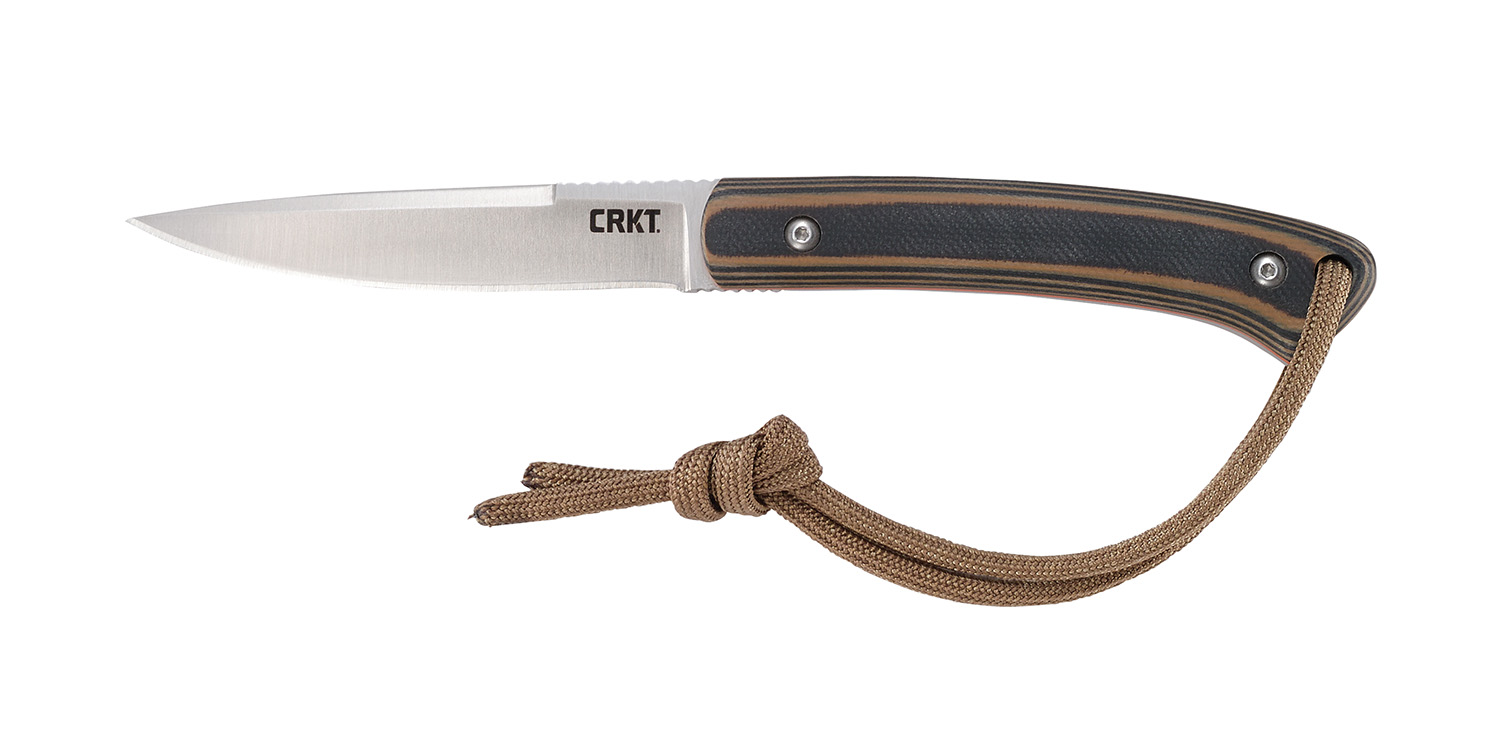 CRKT 2382 Biwa  3.02 Fixed Plain Satin 8Cr13MoV SS Blade/Black/Brown G10 Handle Includes Lanyard/Sheath