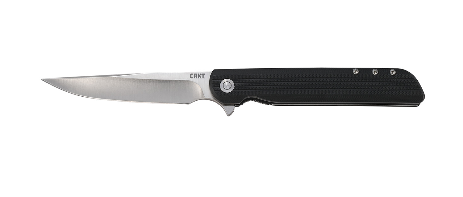 CRKT 3810 LCK +  Large 3.62 Folding Drop Point Plain Satin 8Cr13MoV SS Blade/ Black GRN Handle Includes Pocket Clip