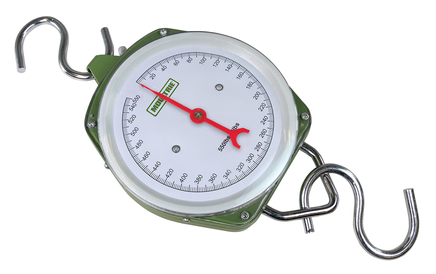 Moultrie MFA15007 Big Game Scale, White Steel, 550 Lbs Capacity, Easy-Read Dial, Hooks Included