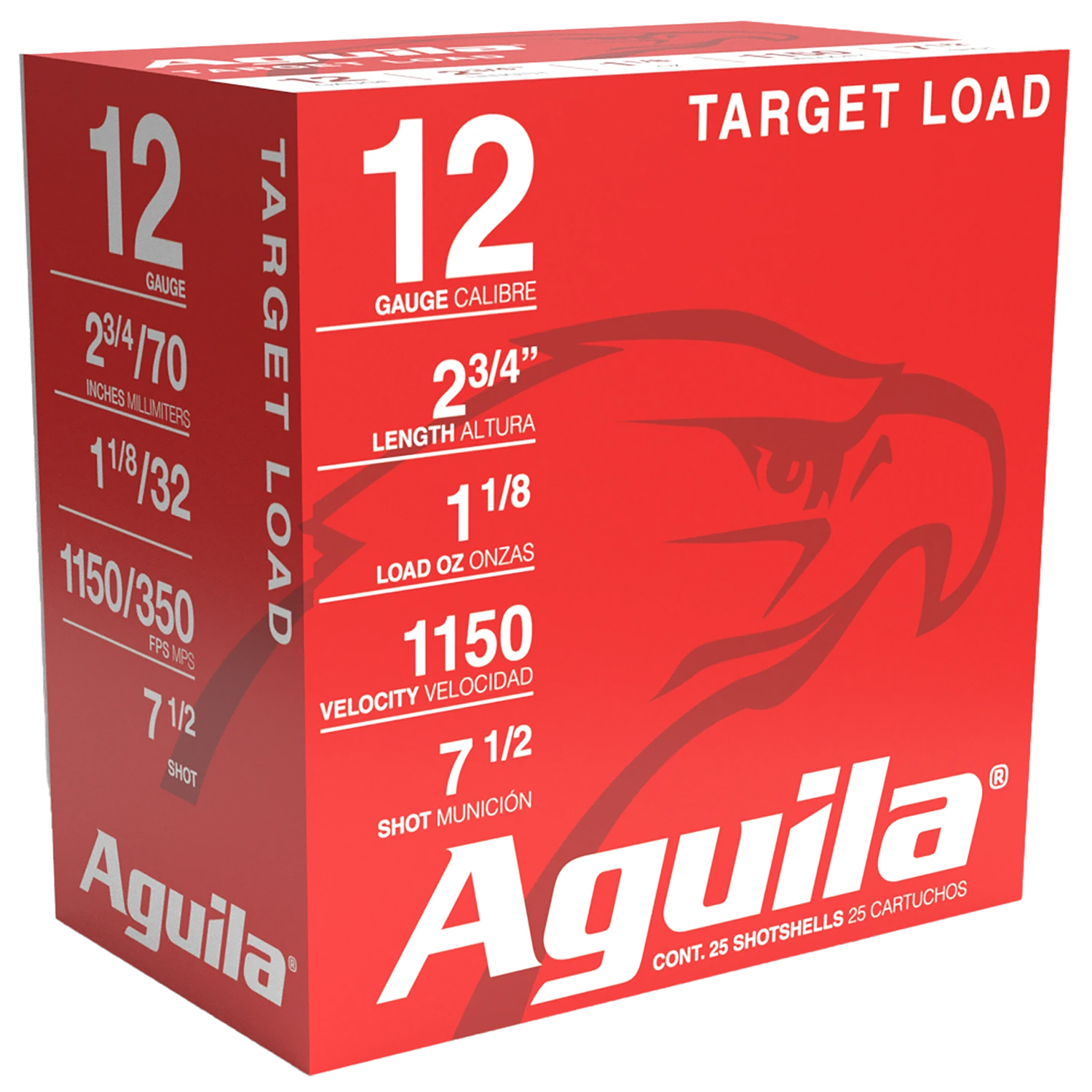Aguila 1CHB1282 Target Load Competition 12 Gauge 2.75" 1 1/8 oz 7.5 Shot 25 Per Box/ 10 Cs
