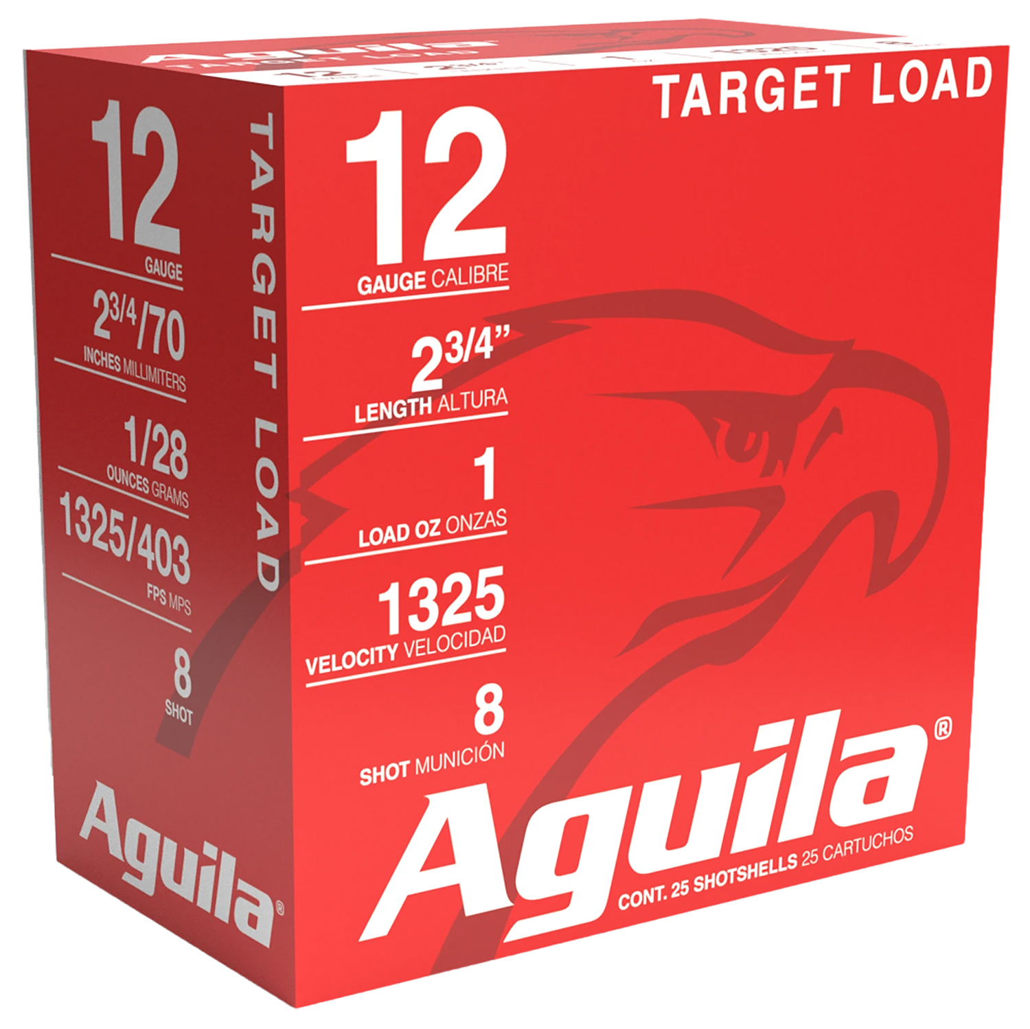 Aguila 1CHB1286 Sporting Clays High Velocity 12 Gauge 2.75" 1 Oz 8 Shot 25 Per Box 10 Cs