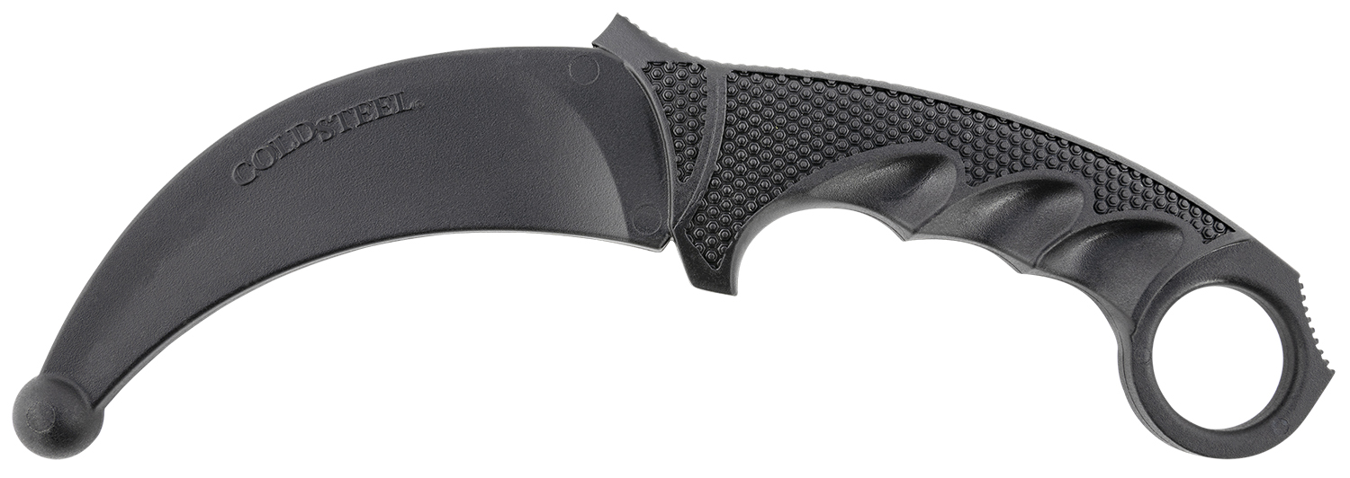Cold Steel CS92R49 Karambit Rubber Trainer 4 Fixed Plain Black Santoprene Blade/Black Deep Checkered w/Ring Pommel Santoprene Handle