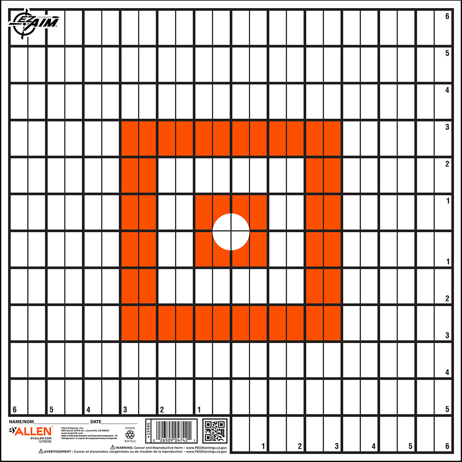 ALLEN EZ AIM Paper Grid Target 12x12 12 Pack