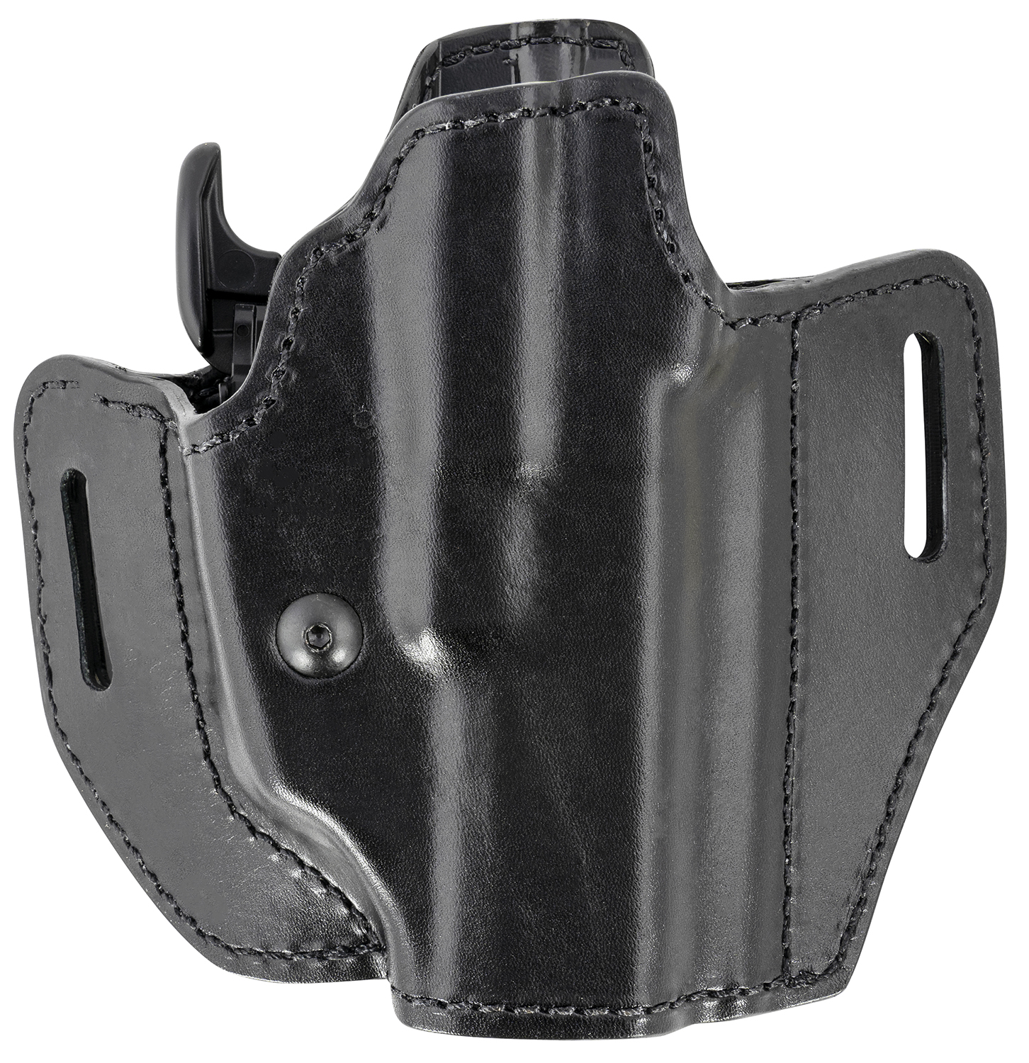 Bianchi 58351 Allusion Assent Pro-Fit OWB Size 13 Black Leather Belt Slide for Springfield XDS/Ruger American Pistol/Glock 17/22 Up to 1.50" Wide Right Hand