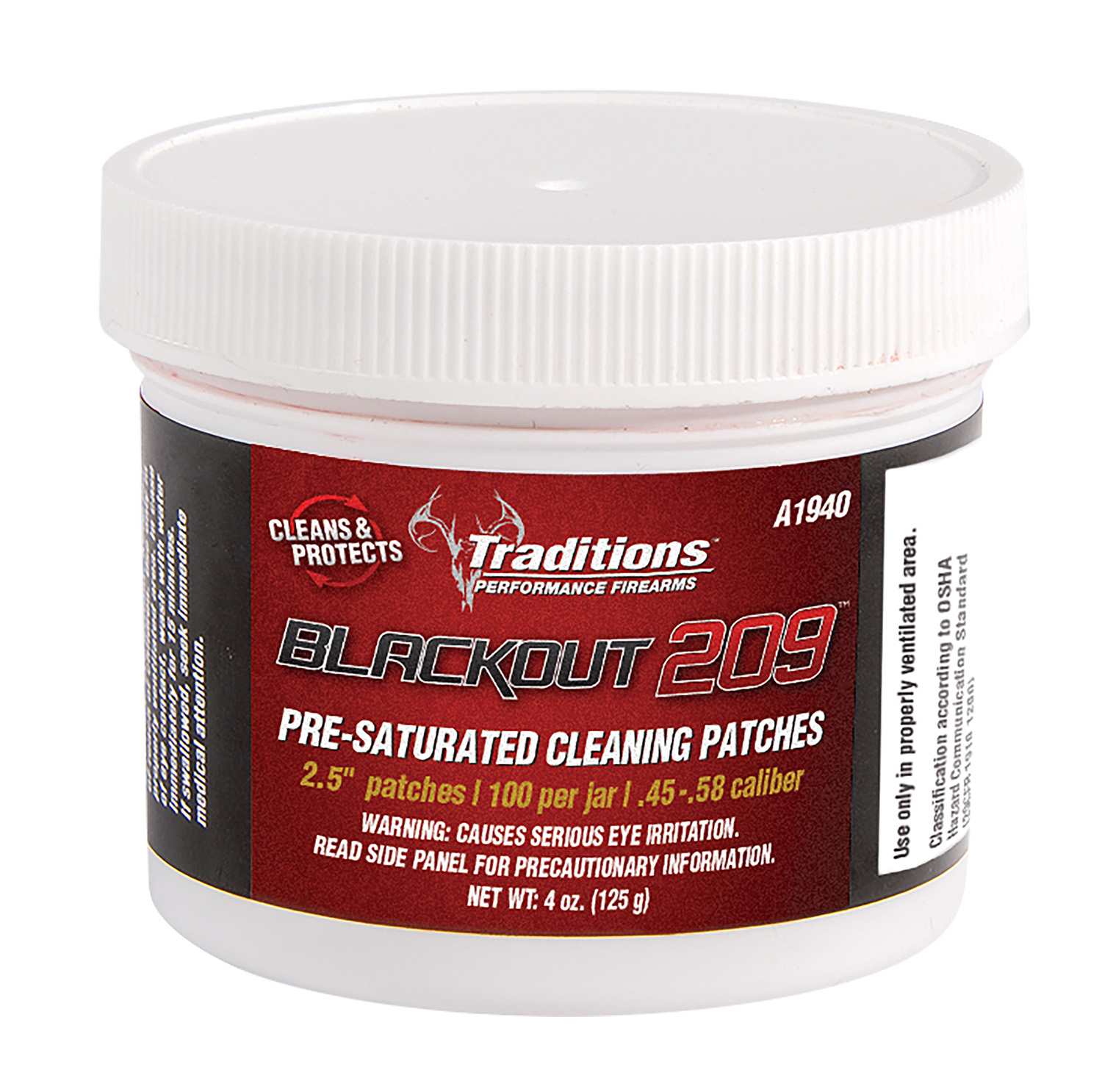 Traditions A1940 Blackout Cleaning Patches 45/54 Cal Muzzleloader 2.5 Cotton 100 Per Jar