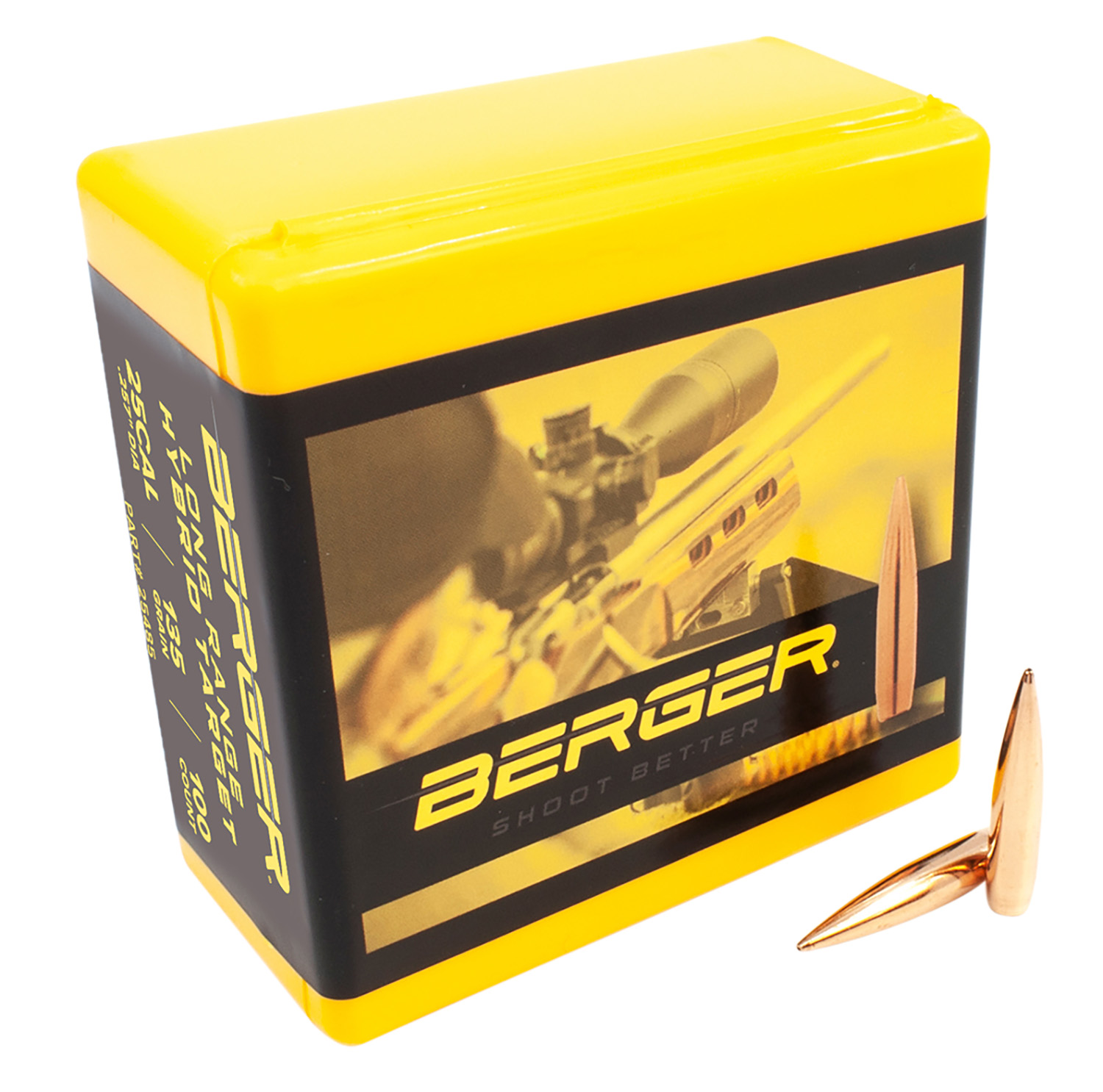 Berger 25485 Hybrid Target 25Cal 135gr Long Range Bullets 100/Box