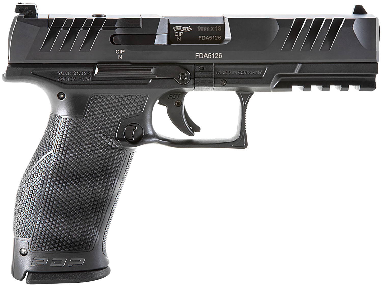 Walther Arms 2842475 PDP  9mm Luger 18+1 4.50" Black Polygonal Rifled Barrel, Black Optic Ready/Serrated Steel Slide, Black Polymer Frame w/Picatinny Rail, Ambidextrous