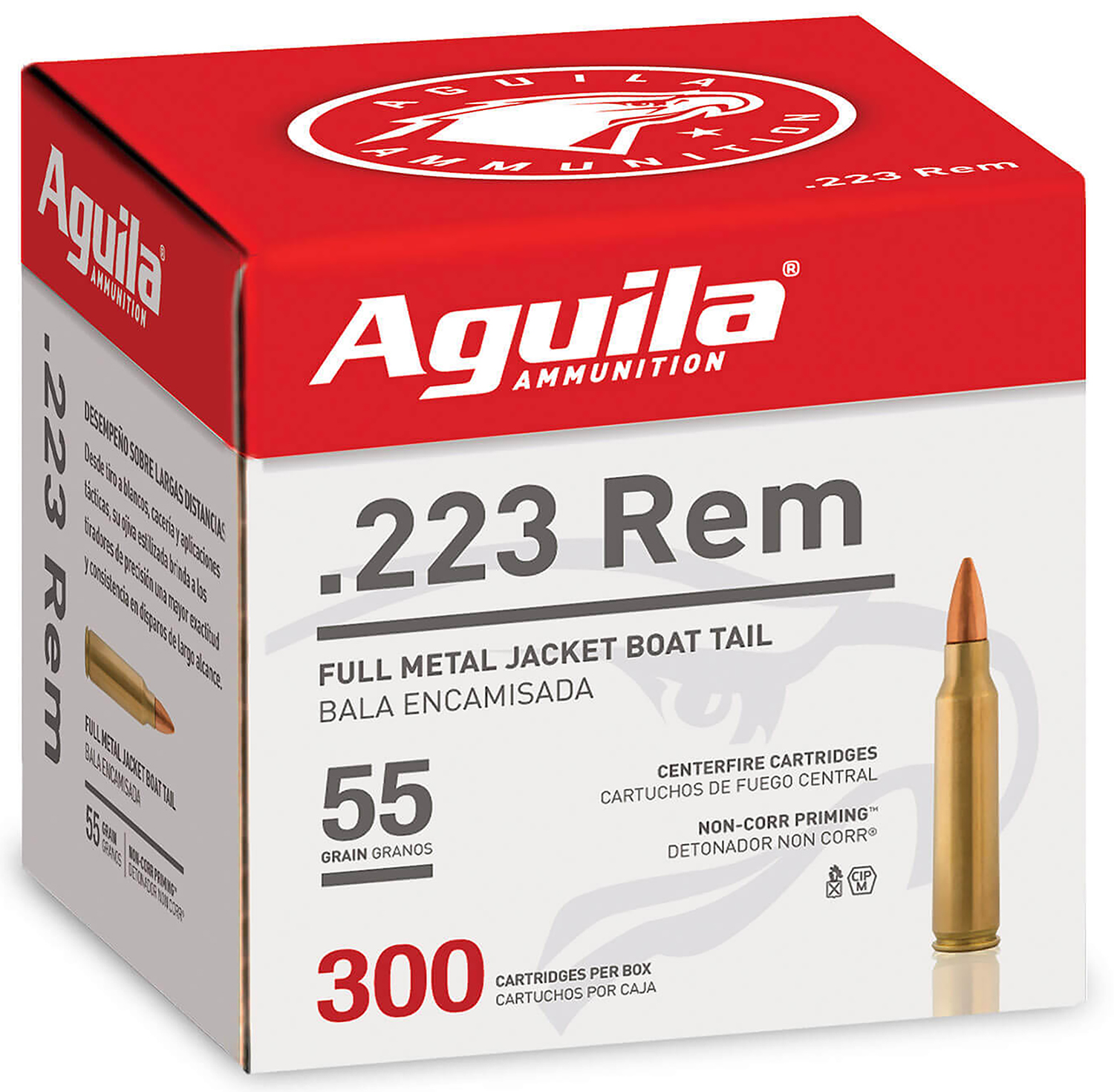 Aguila 1E223108 Target & Range Rifle 223Rem 55gr Full Metal Jacket 300 Per Box/4 Case