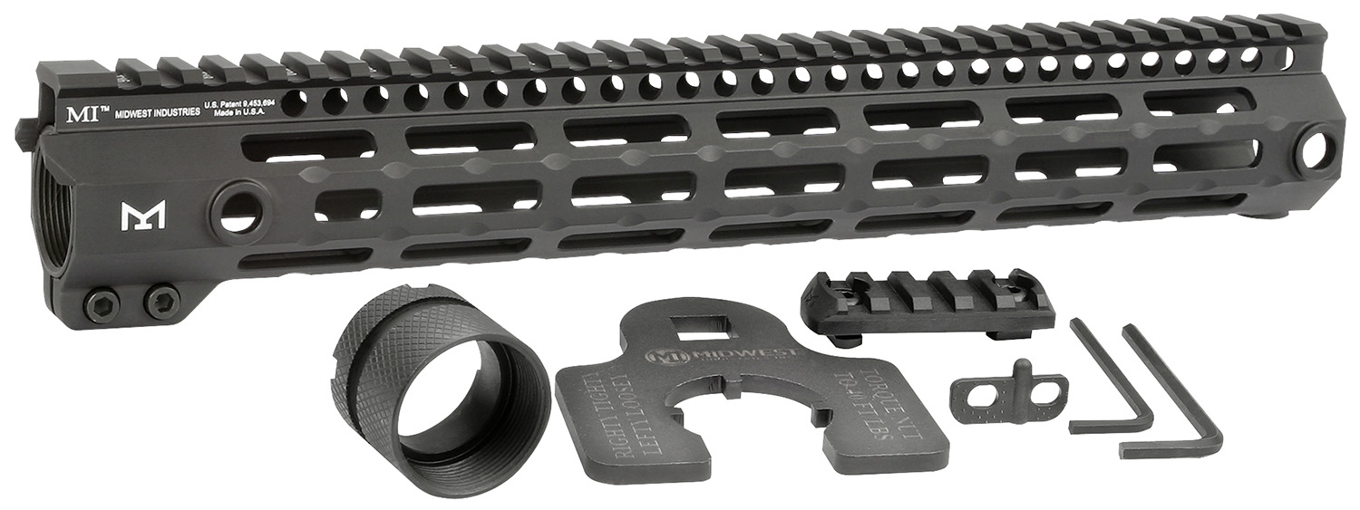 Midwest Industries MIG4M13375 Tactical G4M Handguard AR-15 Black Hardcoat Anodized Black 13.3 6061-T6 Aluminum M-LOK