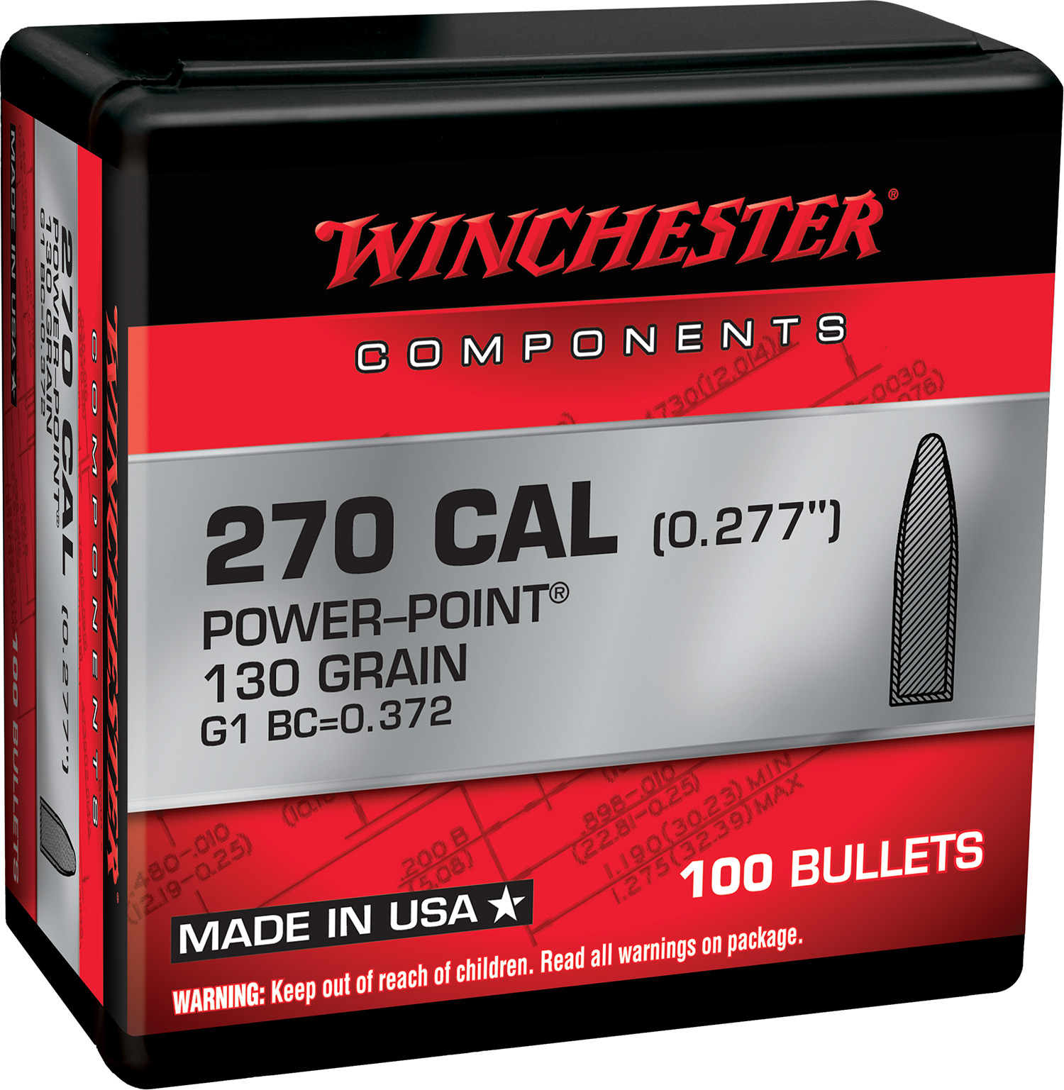 Winchester Ammo WB270P130X Centerfire Rifle 270Win 130gr Power Point 100