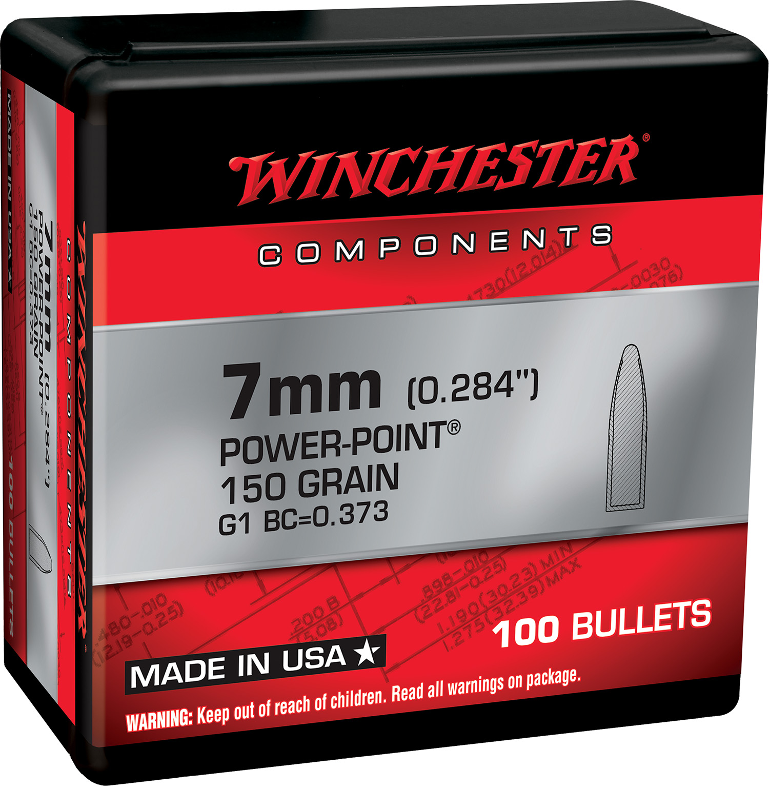 Winchester Ammo WB7PP150X Centerfire Rifle 7mm 150gr Power Point 100 Pe...