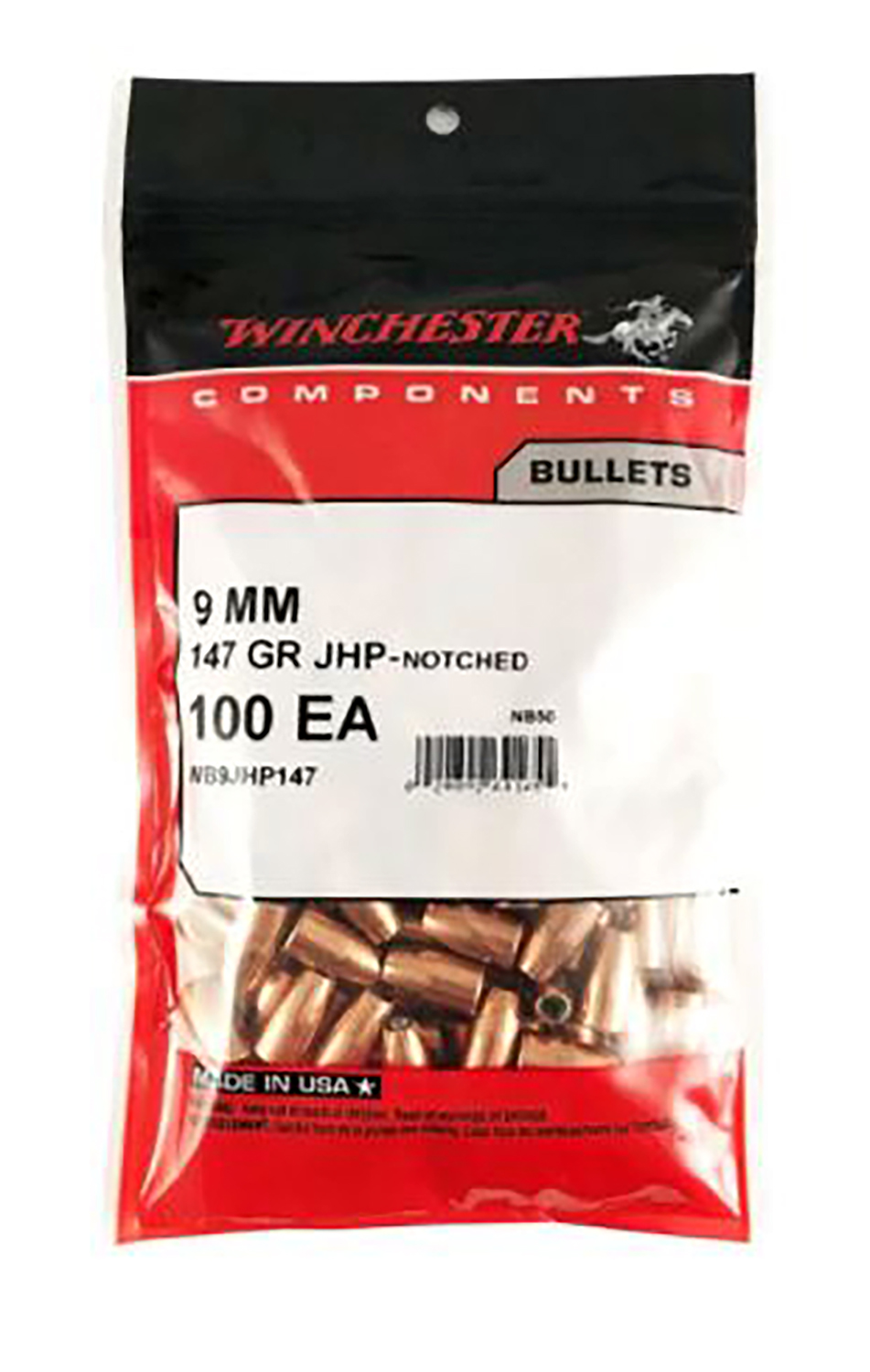 Winchester 9mm .355 147 gr JHP Bullets - 500 Per Box - Winchester - .355