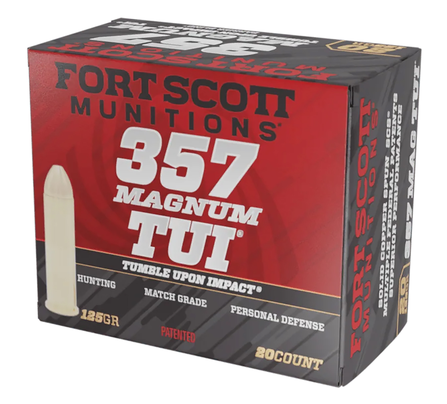 Fort Scott Munitions 357MAG125SCV Tumble Upon Impact (TUI)  357Mag 125gr Solid Copper Spun 20 Per Box/25 Case