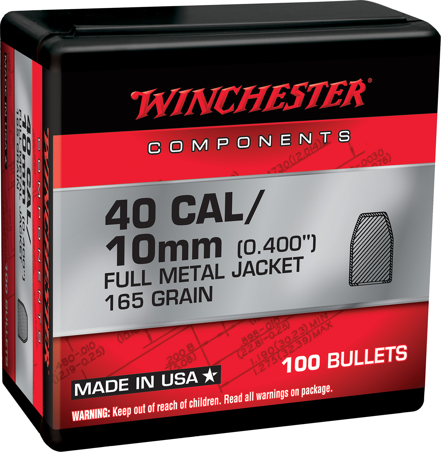 Winchester Ammo WB40TC165X Centerfire Handgun Reloading 40S&W 165gr Full...
