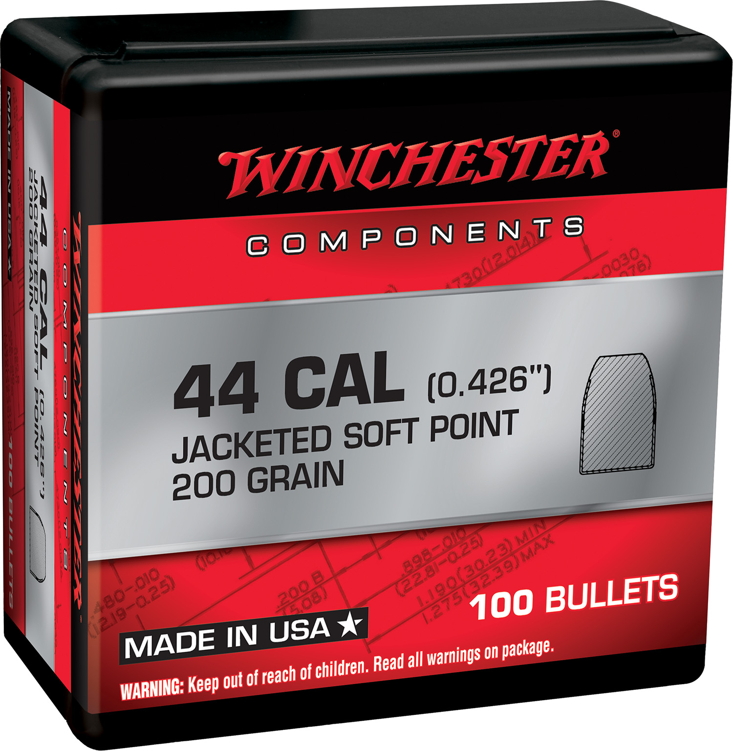 Winchester Ammo WB44SP200X Centerfire Handgun Reloading 44RemMag 200gr...