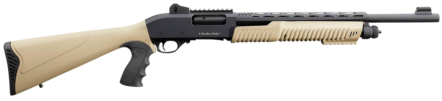 Charles Daly 930279 301  12 Gauge 3 5+1 18.50 Barrel w/Heat Shield, Black Metal Finish,  Synthetic Flat Dark Earth Fixed Pistol Grip Stock & Forend, Auto Ejection, Includes 3 Choke Tubes