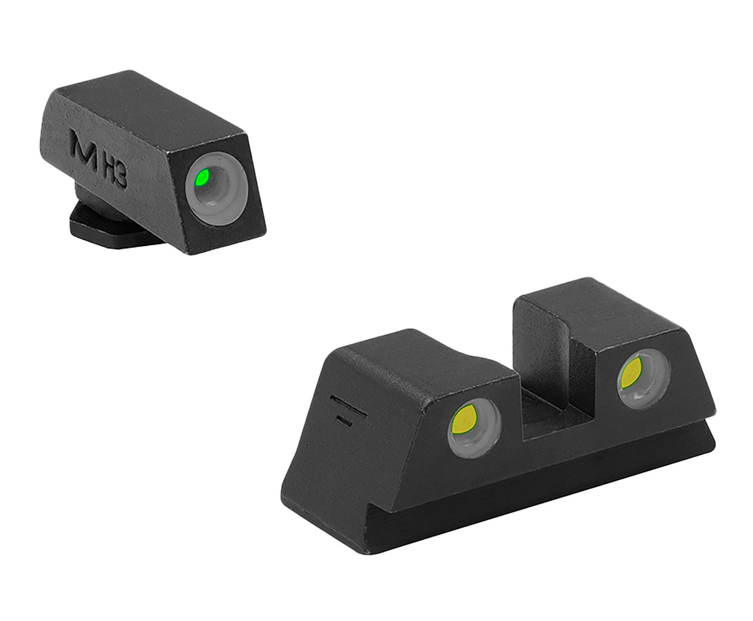 Meprolight USA 102203201 Tru-Dot  Green Tritium White Outline Front Sight-Yellow Tritium White Outline Rear Sight Glock 42/43/43X/48