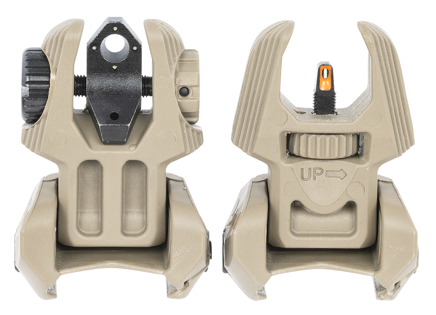 Meprolight USA 403440 FRBS Sight Set Desert Tan AR-15 Flip Up Orange Tritium Front/Green Tritium Rear