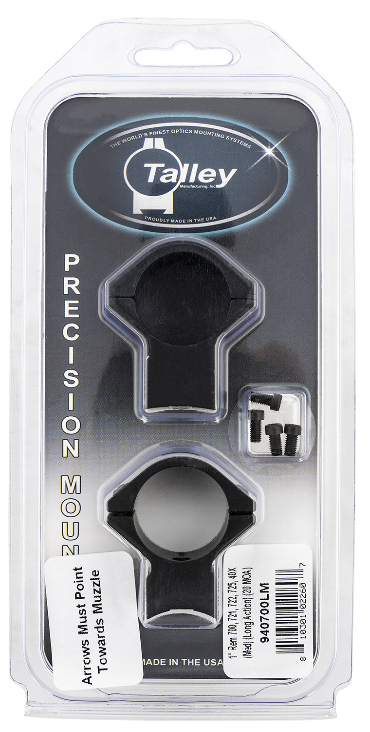 Talley 940700LM Scope Mount/Ring Combo 1" Tube Medium 20 MOA Black Aluminum