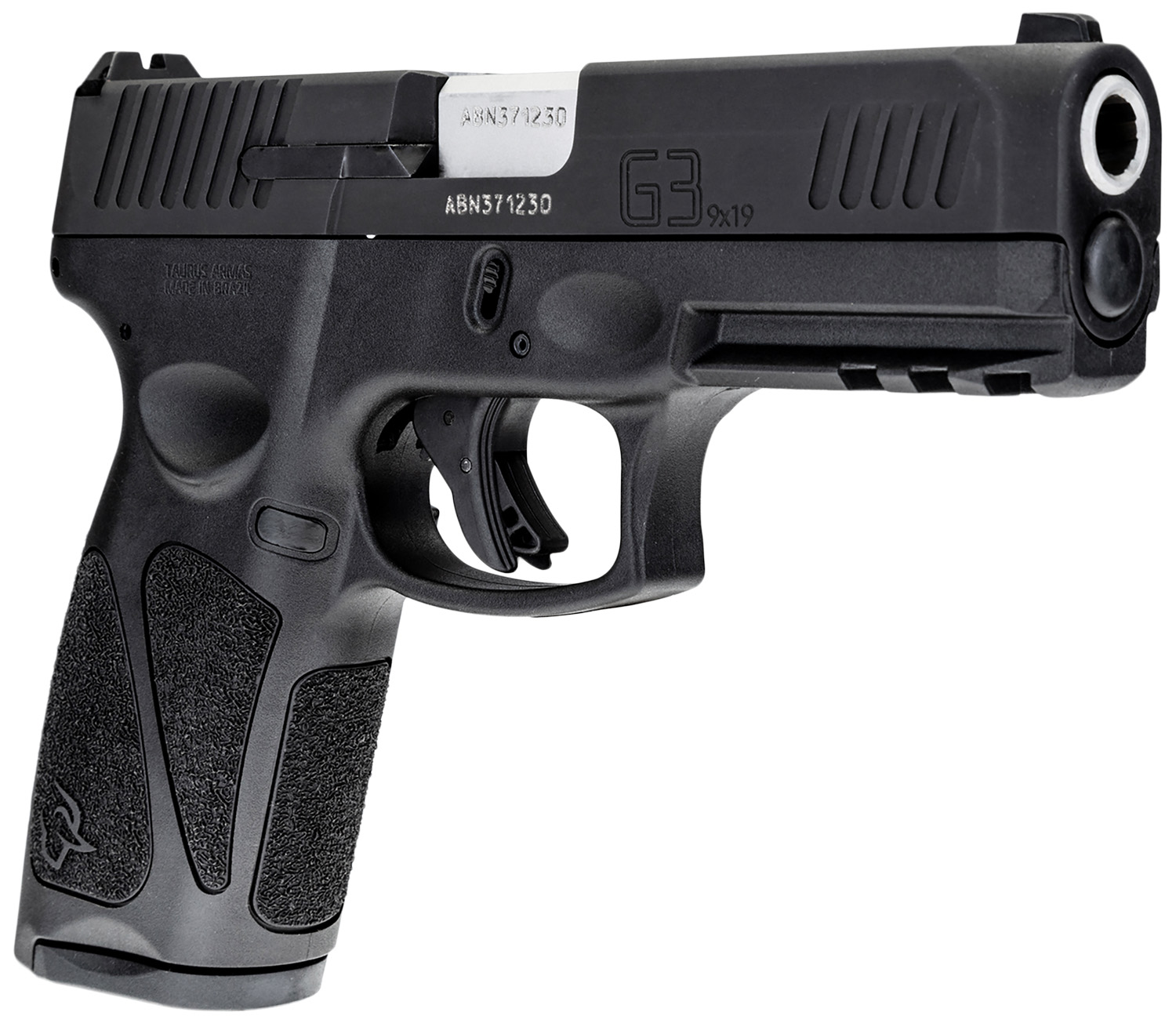 Taurus G3 10 Round 9mm 4in Black — Superb Full-Size Pistol 4 Taurus G3 10 Round 9mm full-size pistol with four-inch barrel and black polymer frame, three-quarter view