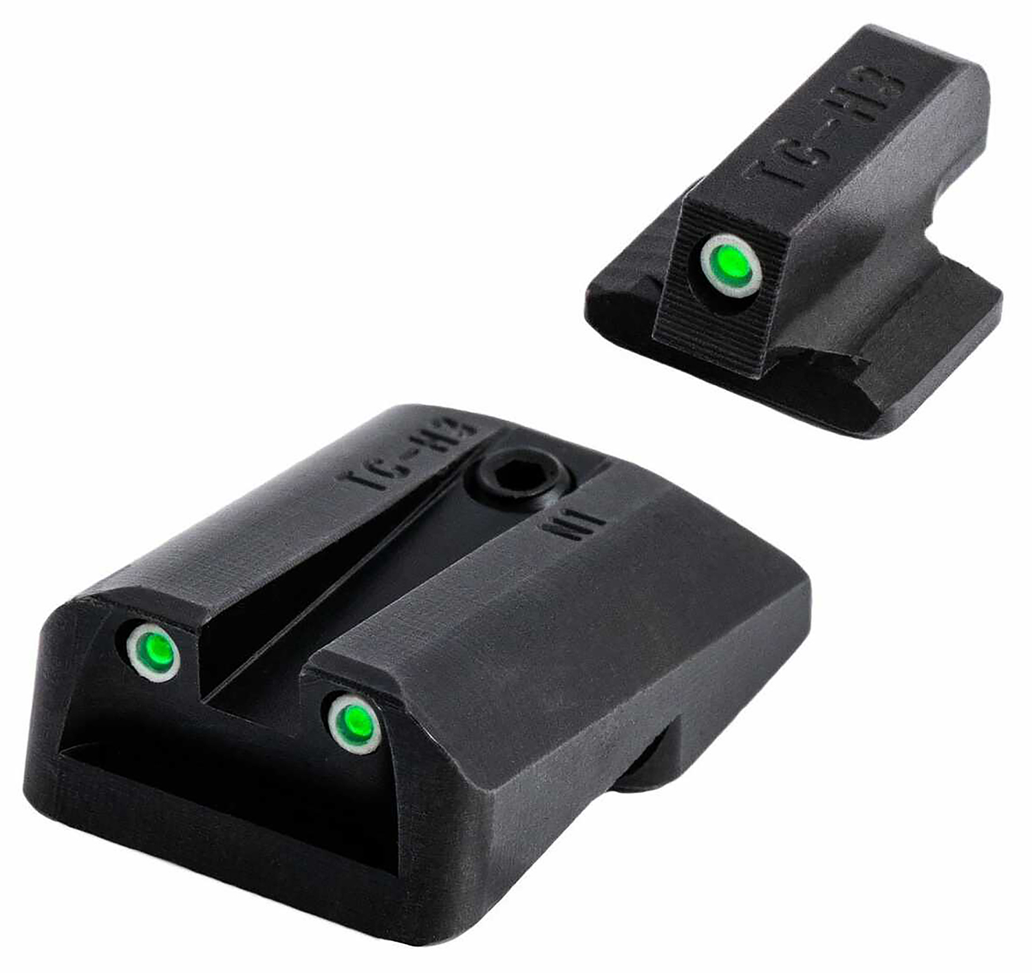 TruGlo TGTG231F3W Tritium Pro Black | Green White Outline Front Sight Rear