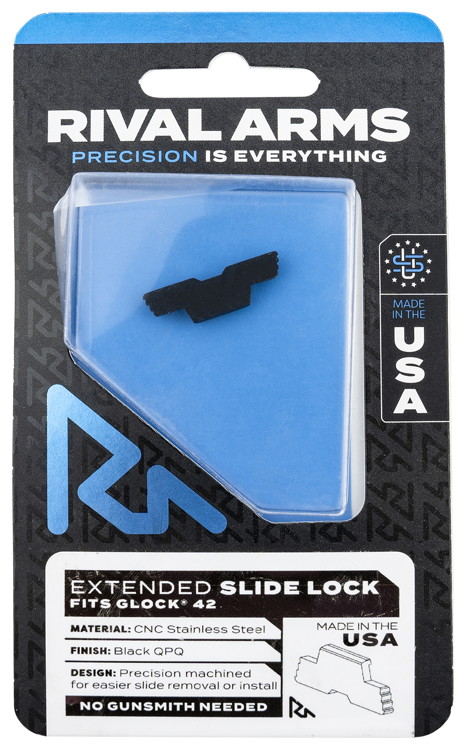 Rival Arms RARA80G004A Slide Lock Extended Glock 42 Black QPQ Stainless...