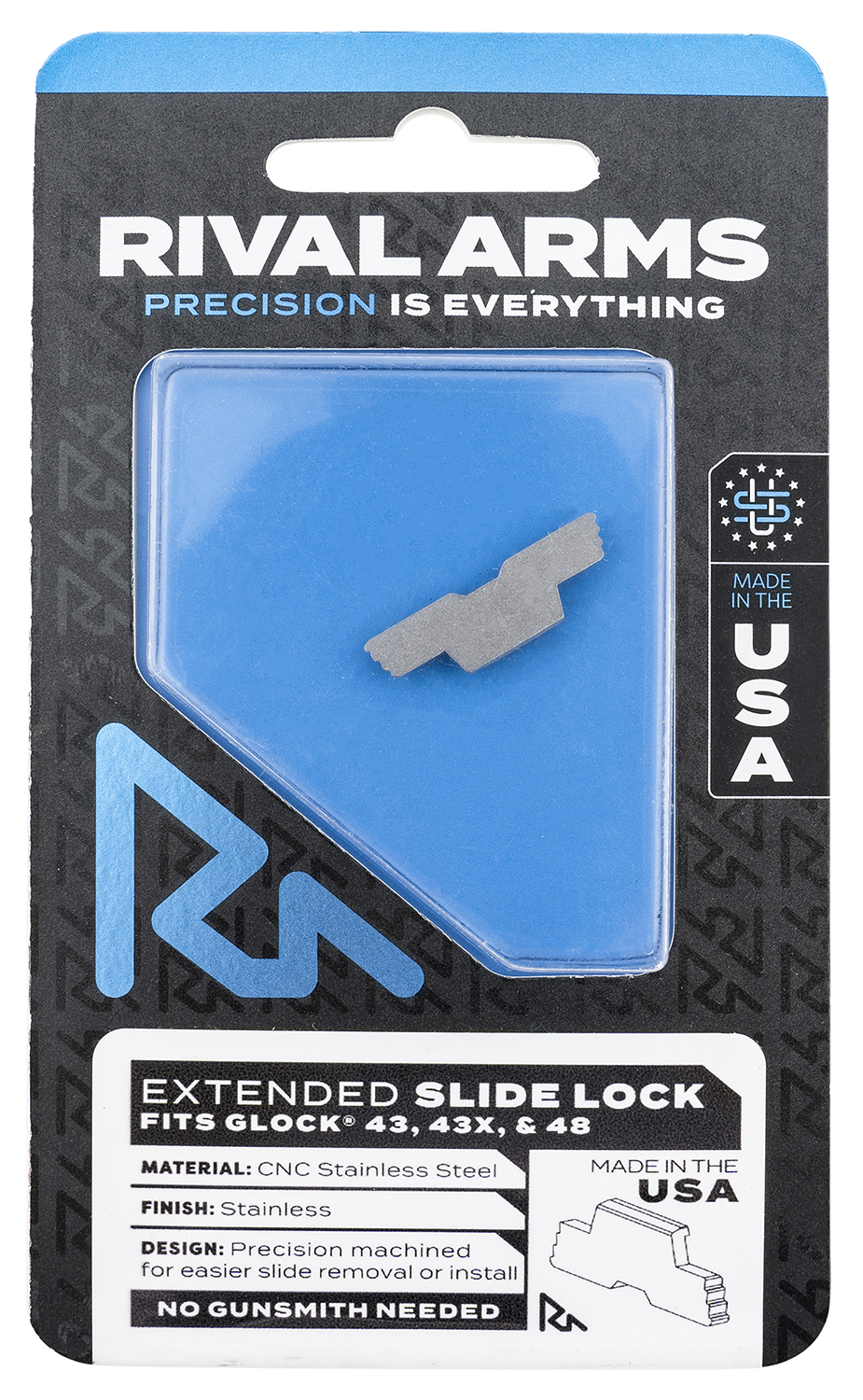 Rival Arms RARA80G003D Slide Lock Extended Polished Stainless for Glock... - Rival Arms - SLIDE LOCK