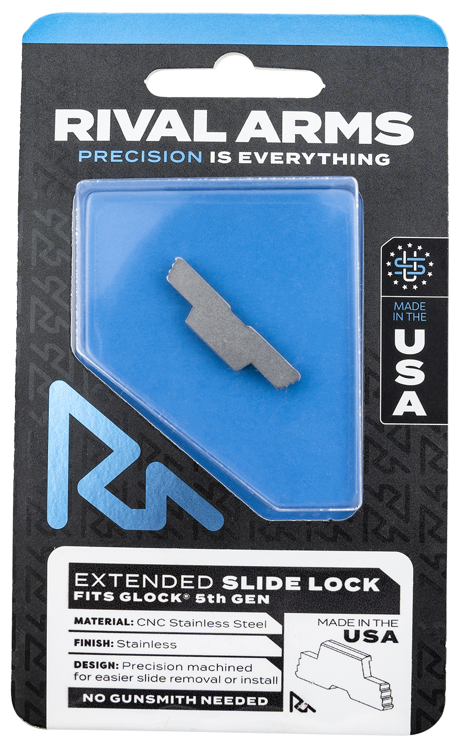 Rival Arms RARA80G002D Slide Lock Extended Polished Stainless Glock Gen5 - Rival Arms - SLIDE LOCK