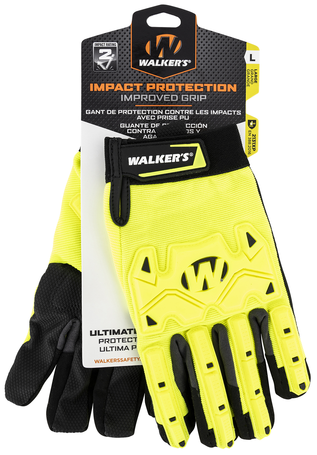 Walker's GWPSFHVFFPUIL2LG Impact Protection Gloves Black/Yellow Large...-img-0