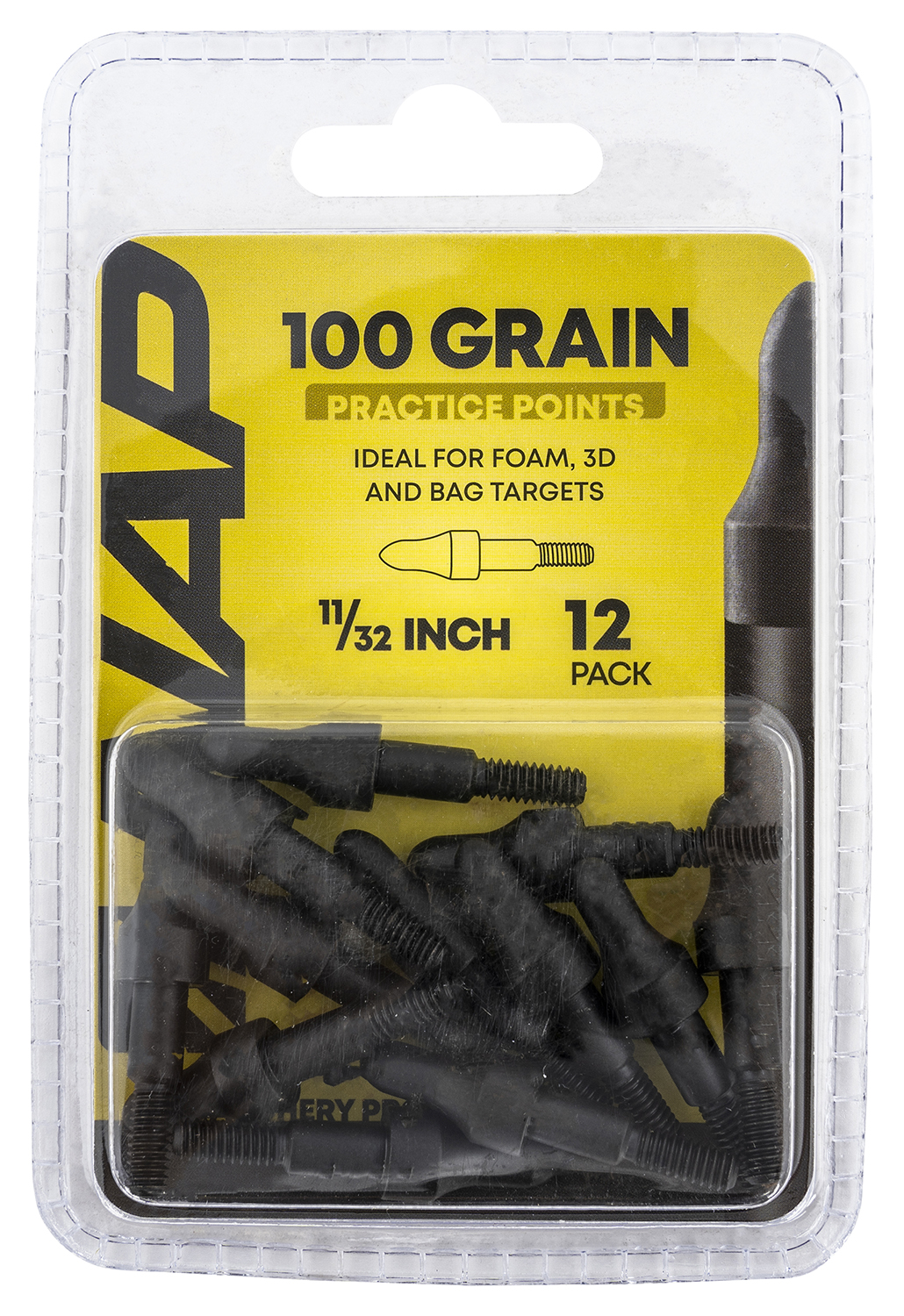 NAP NAP60P3DP1132 3D Practice Points Field Tips Fixed 100 GR Black/ 12 Pack