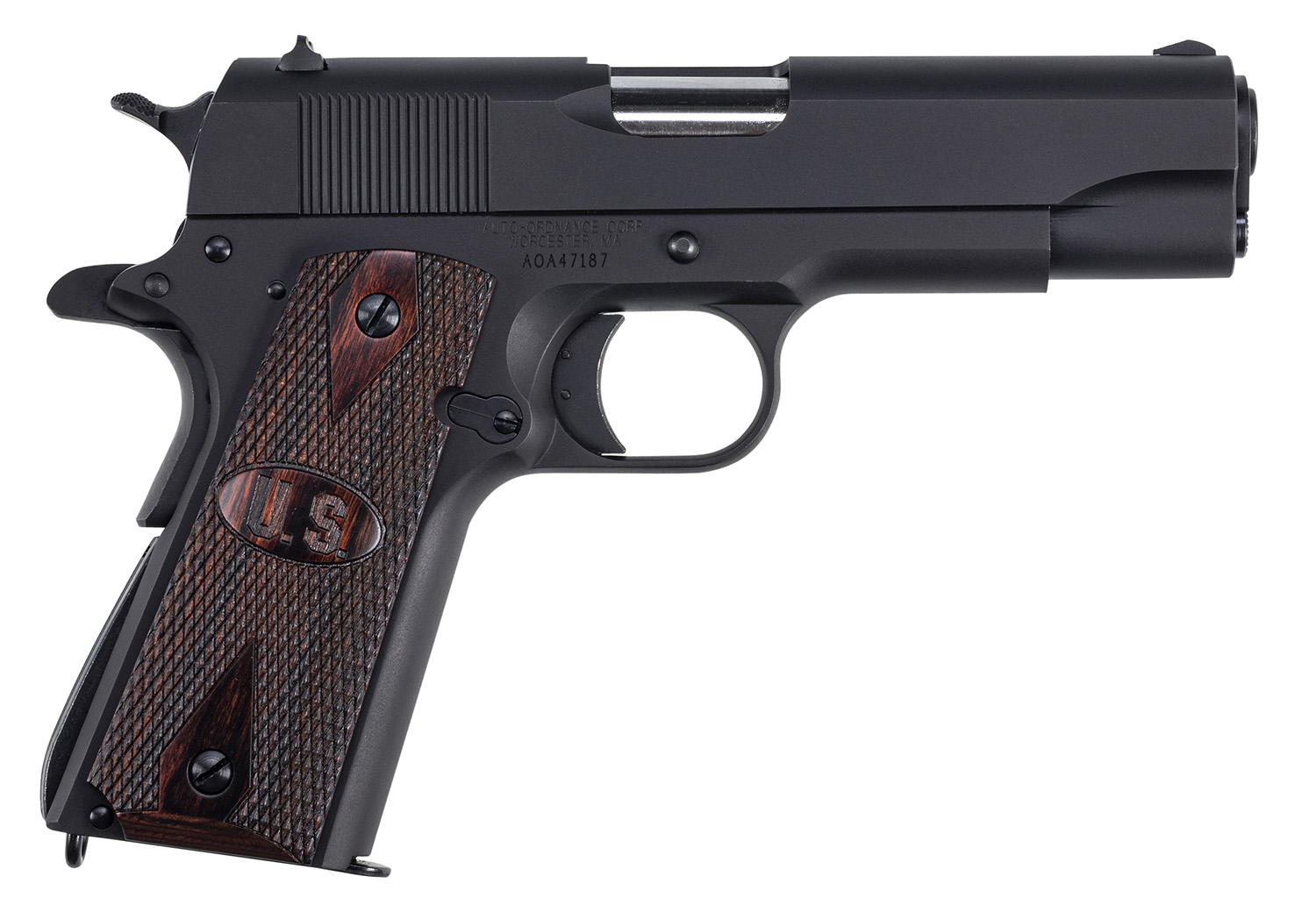 Auto-Ordnance 1911BKOCW 1911 A1 Commander 45 ACP 9+1 4.25 Matte Black Serrated  Carbon Steel Slide Matte Black Matte Black Carbon Steel Checkered Wood