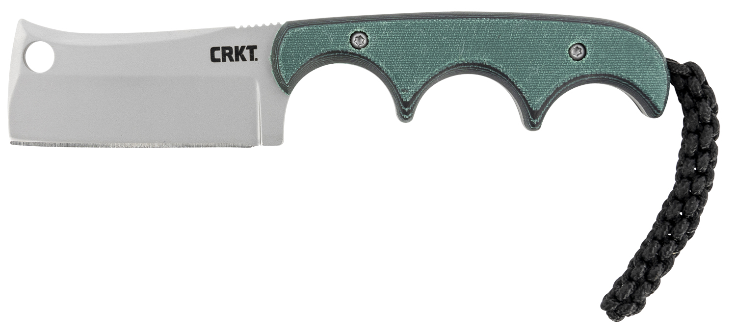 CRKT 2383 Minimalist  2.13 Fixed Cleaver Plain Bead Blasted 5Cr15MoV SS Blade/ Green Contoured Resin Infused Fiber Handle Includes Lanyard/Sheath