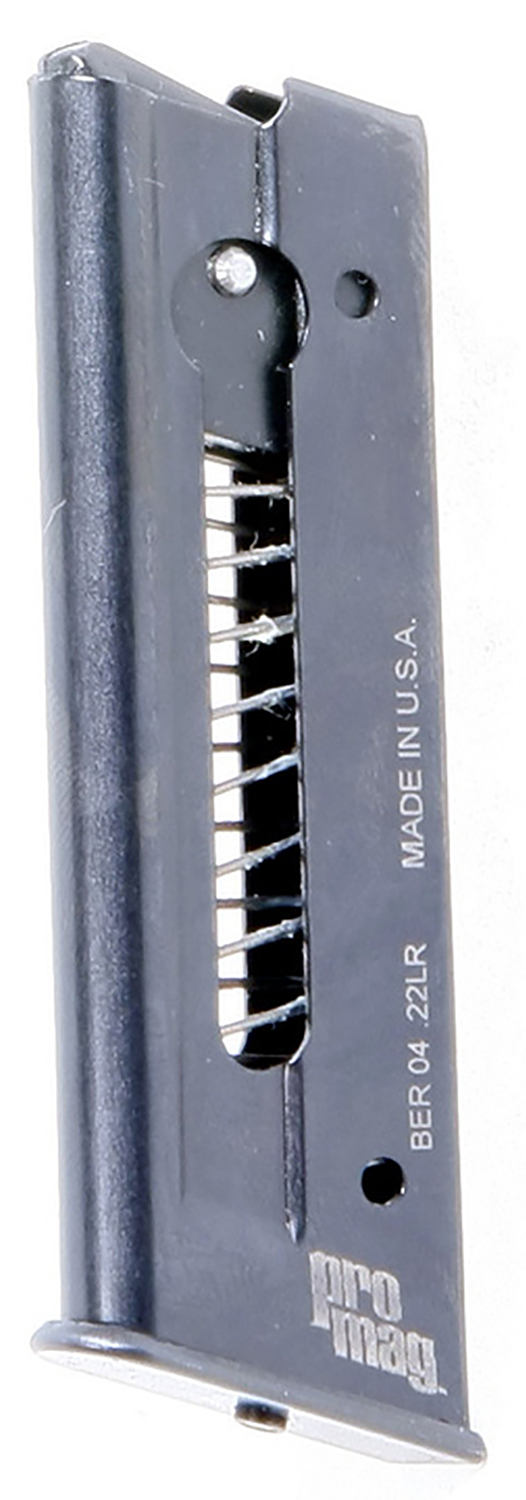 ProMag BER04 Beretta 21A Bobcat Magazine, 7-Round Capacity, .22lr Caliber, Heat-Treated Blued-Steel, DuPont Zytel Polymer Base-Plate, Black