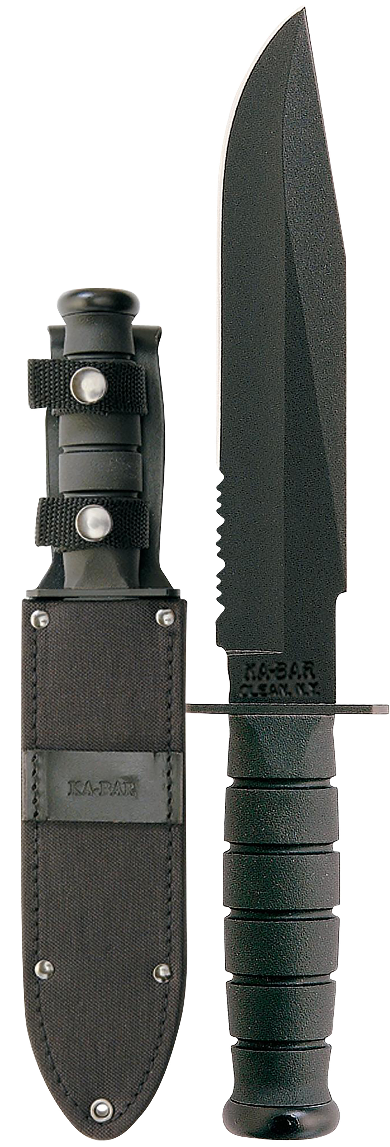 Ka-Bar 1271 Fighter 8" Part Serrated 1095 Cro-Van Blade with Sheath