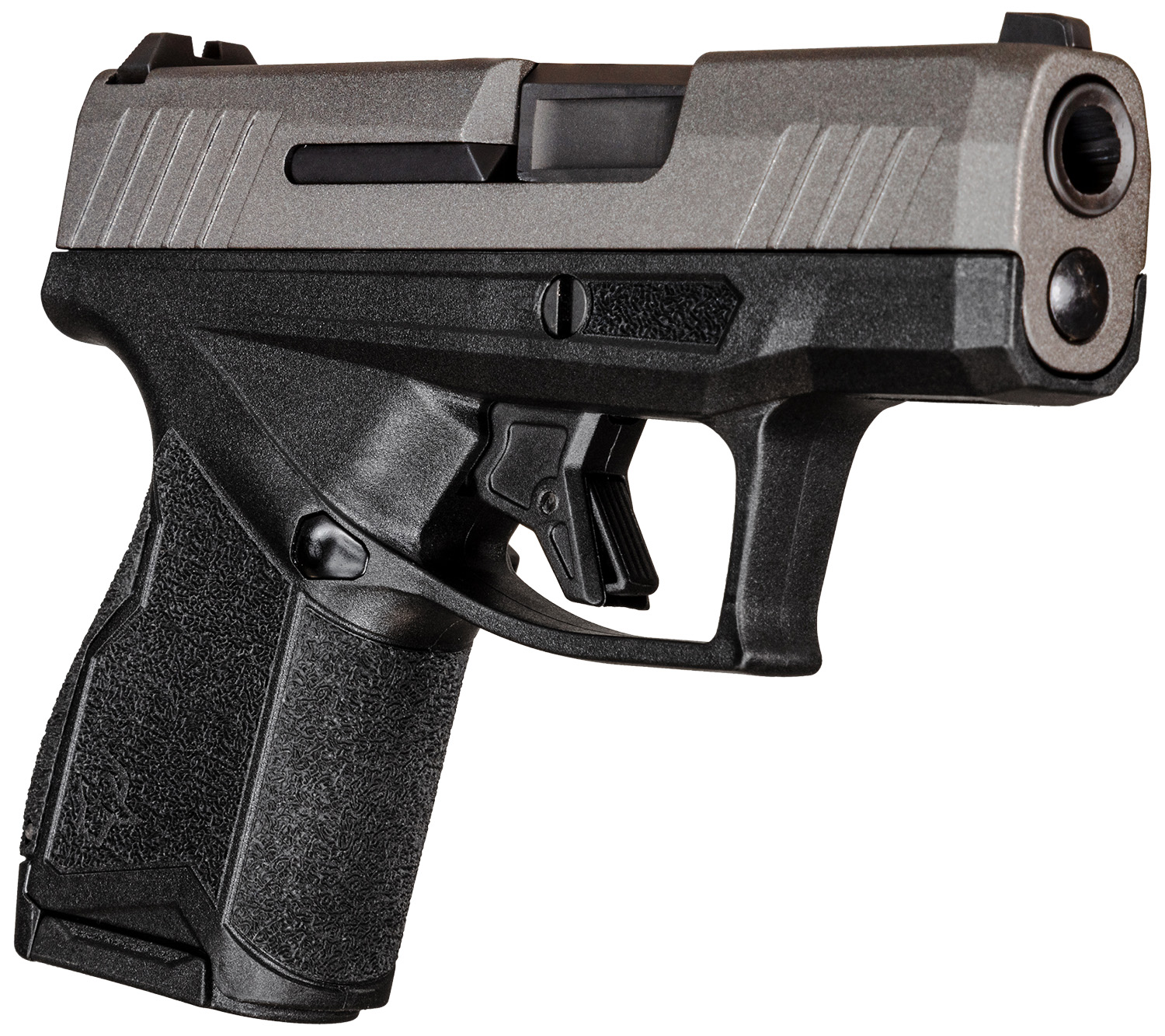 Taurus GX4 Tungsten 9mm Micro-Compact 11+1 3.06in — Superb Carry Pistol 3 Taurus GX4 Tungsten 9mm micro-compact pistol, angled view showing tungsten grey Cerakote slide over a black polymer frame