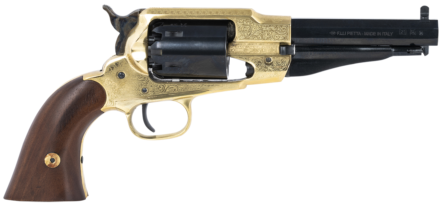 Pietta PF58BRE44512 1858 Sheriff 44 Cal 5.5" 6rd Brass Frame Engraved